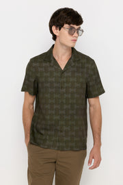 TONAL GEOMETRIC CAMP-COLLAR SHIRT