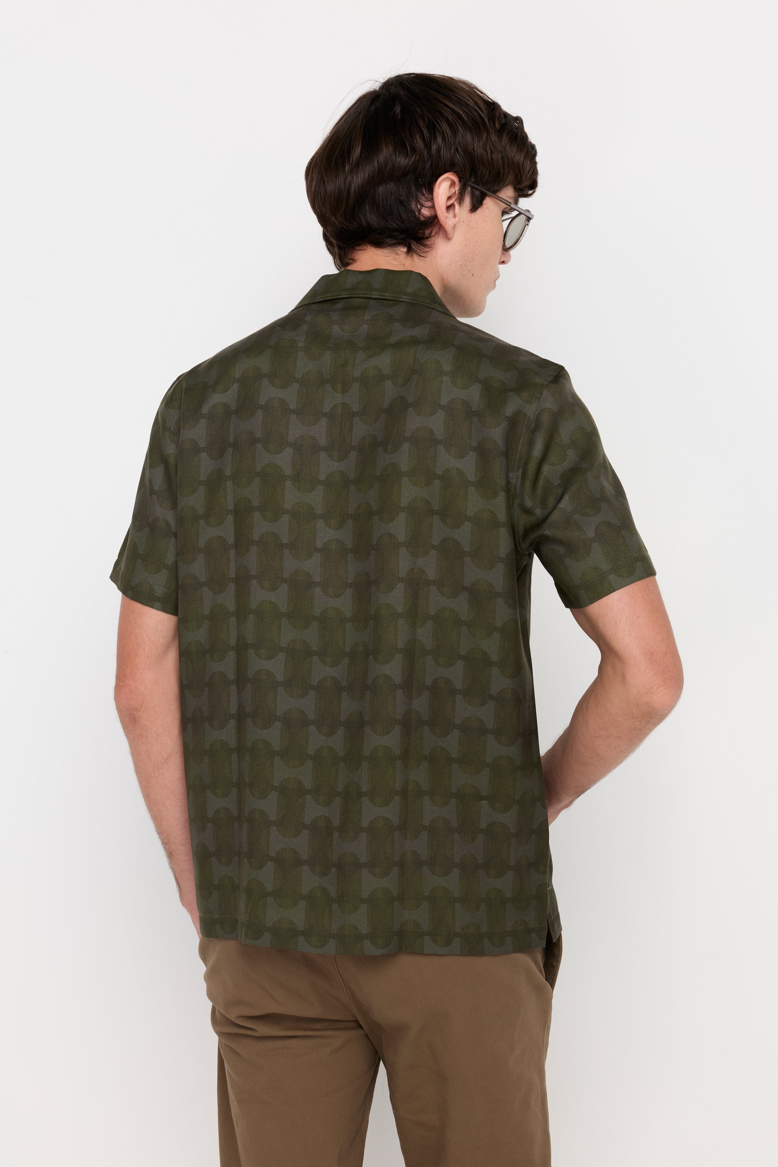 TONAL GEOMETRIC CAMP-COLLAR SHIRT