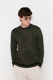 CONTRAST TRIM TEXTURED KNIT SWEATER
