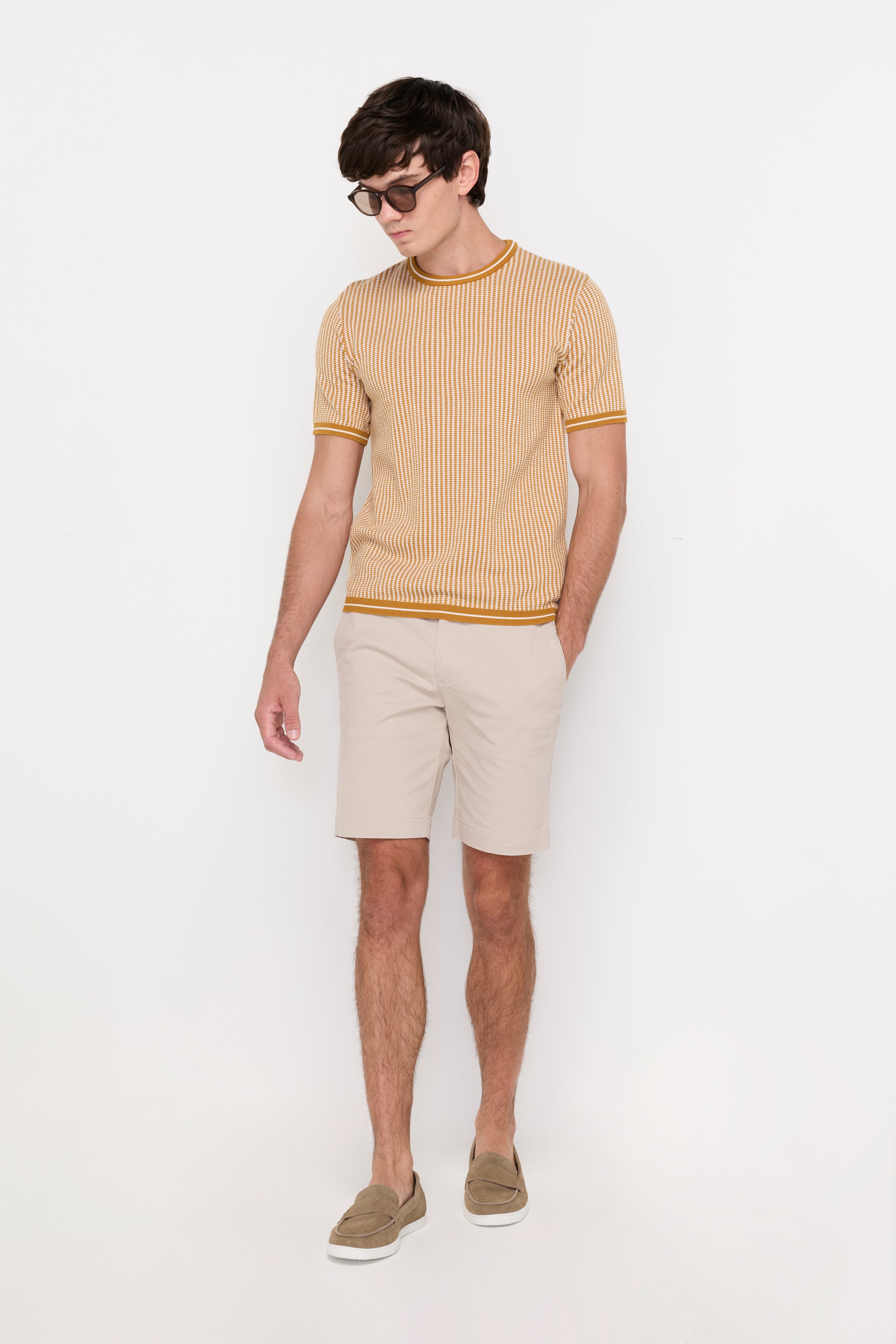VERTICAL MICRO-STRIPE KNIT TEE