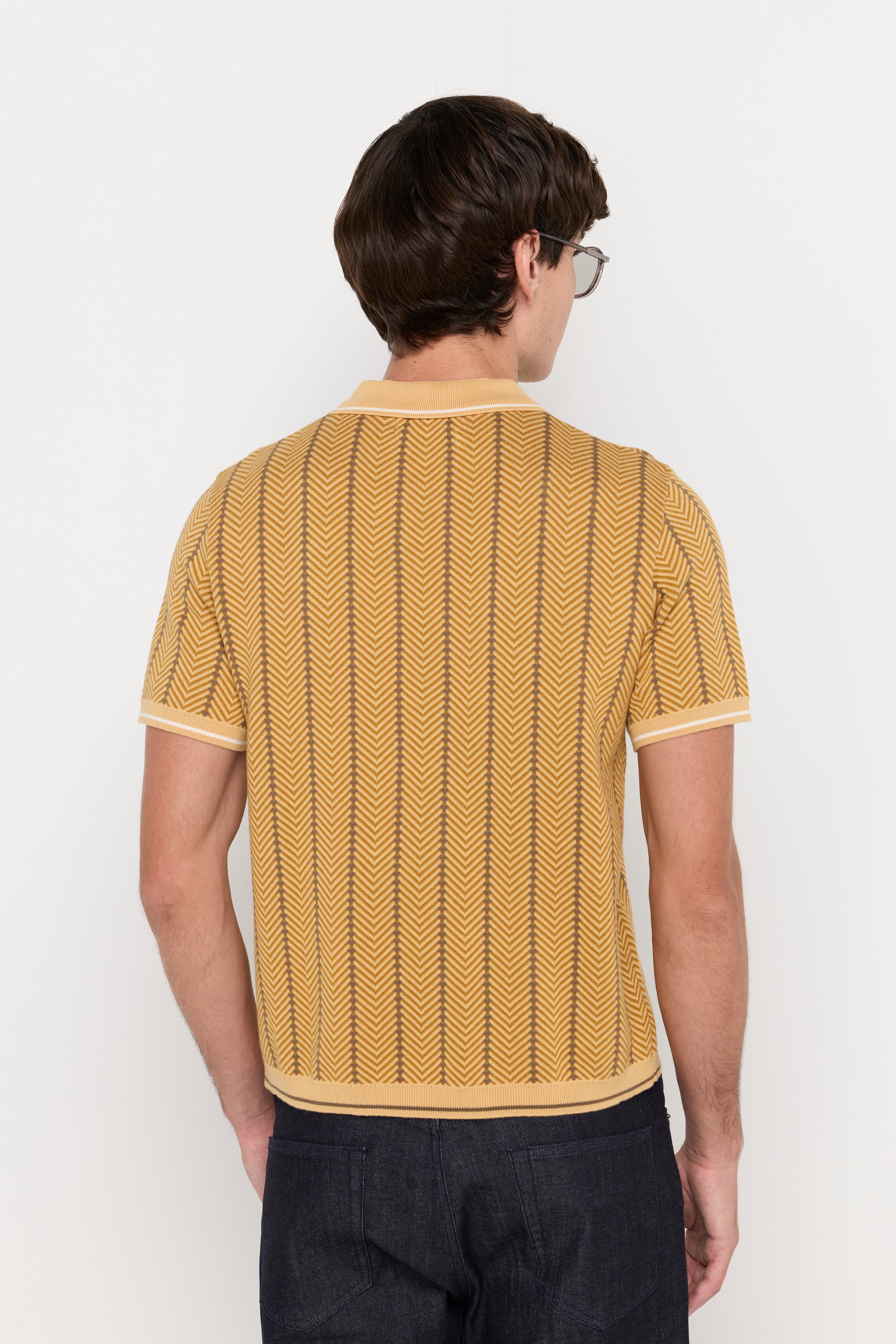 HERRINGBONE CONTRAST KNIT POLO