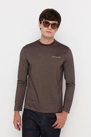 MICRO-TEXTURED KNIT CREW NECK TOP