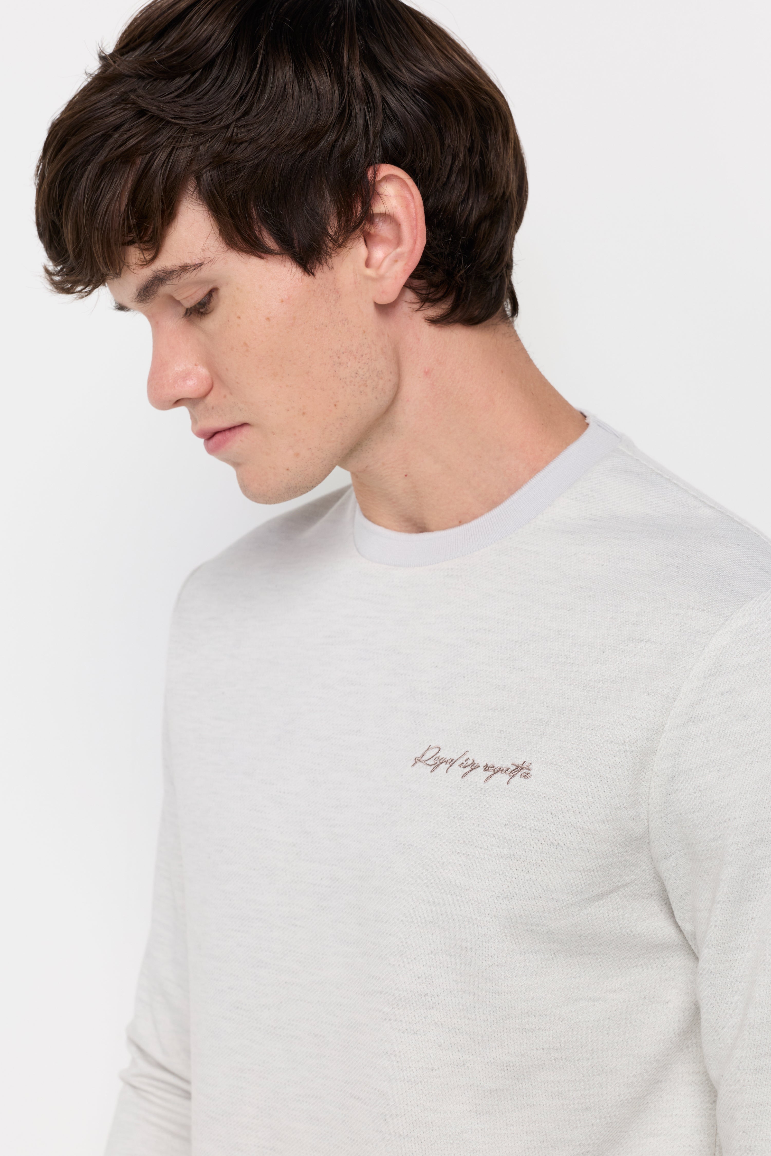 MICRO-TEXTURED KNIT CREW NECK TOP