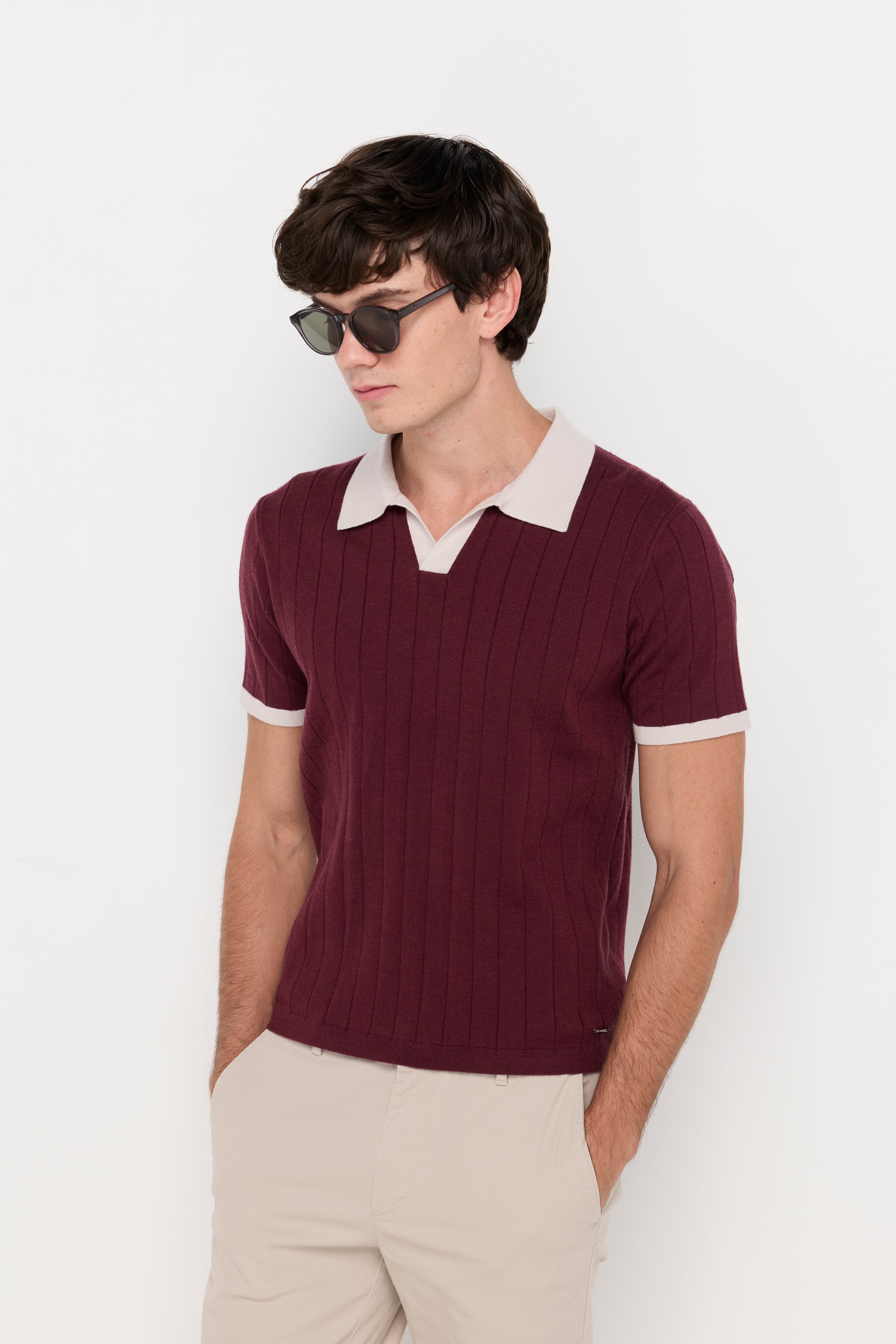 VERTICAL TEXTURED KNIT POLO