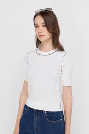 CONTRAST TRIM KNIT TOP