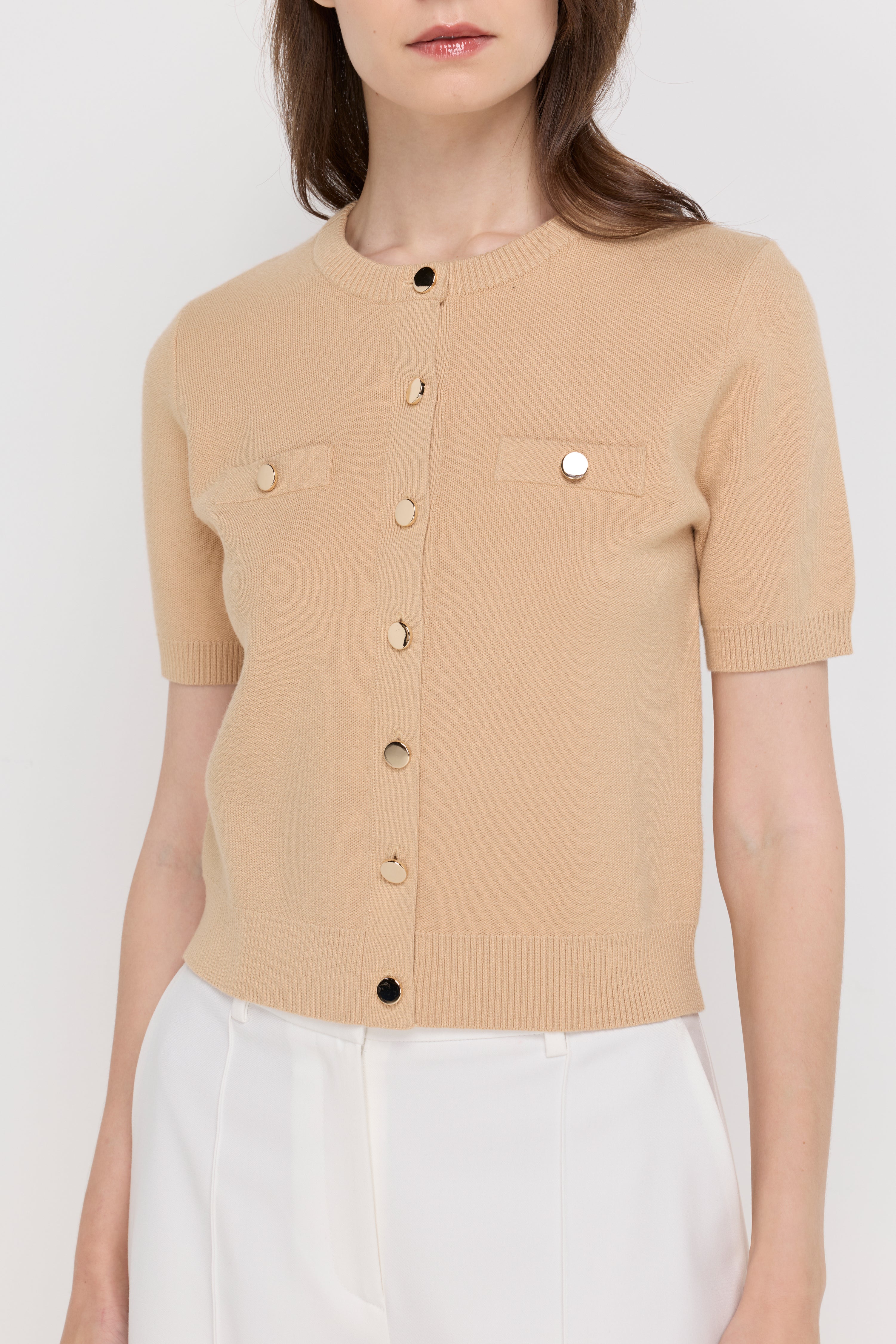 BUTTON DETAIL KNIT CARDIGAN TOP