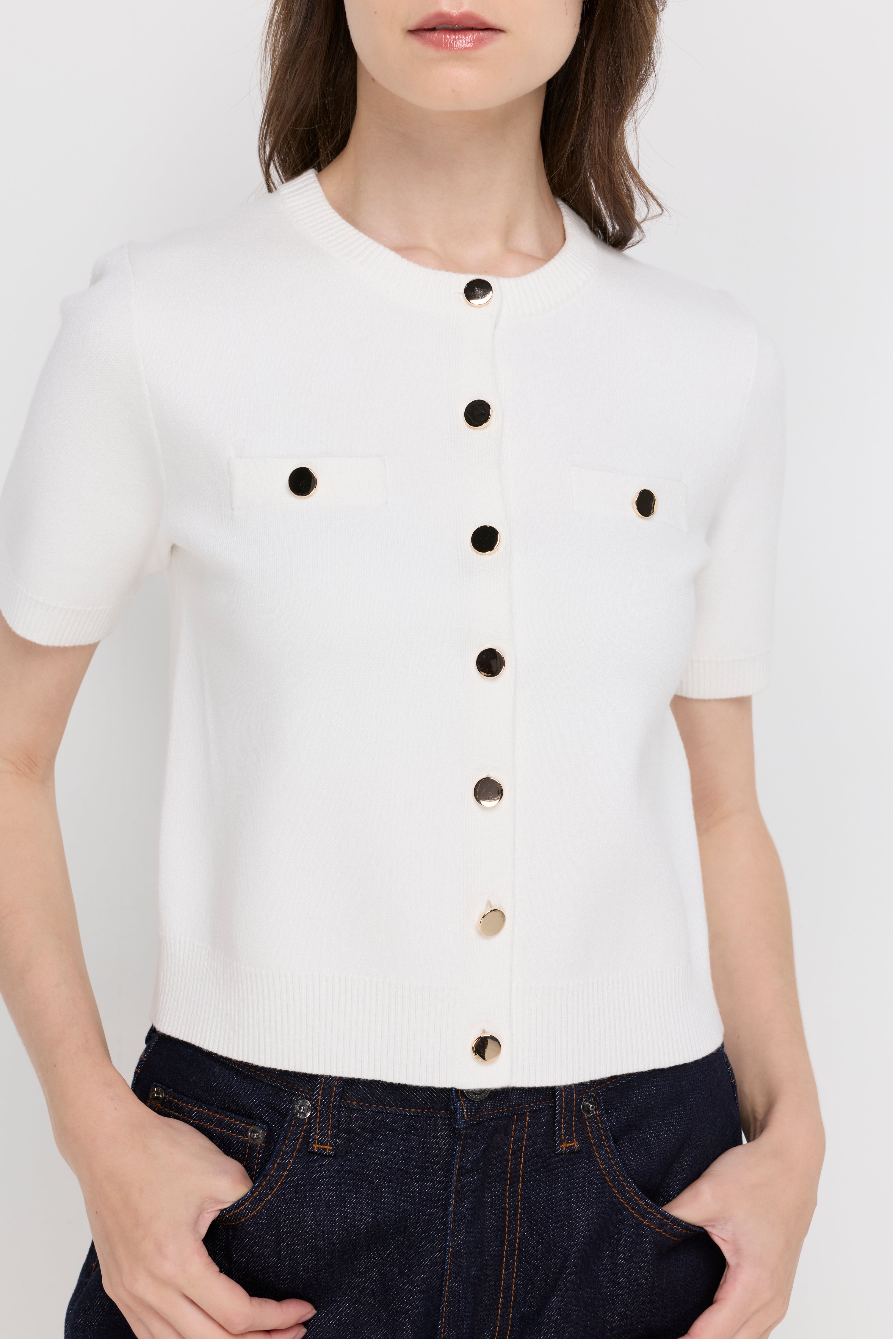 BUTTON DETAIL KNIT CARDIGAN TOP