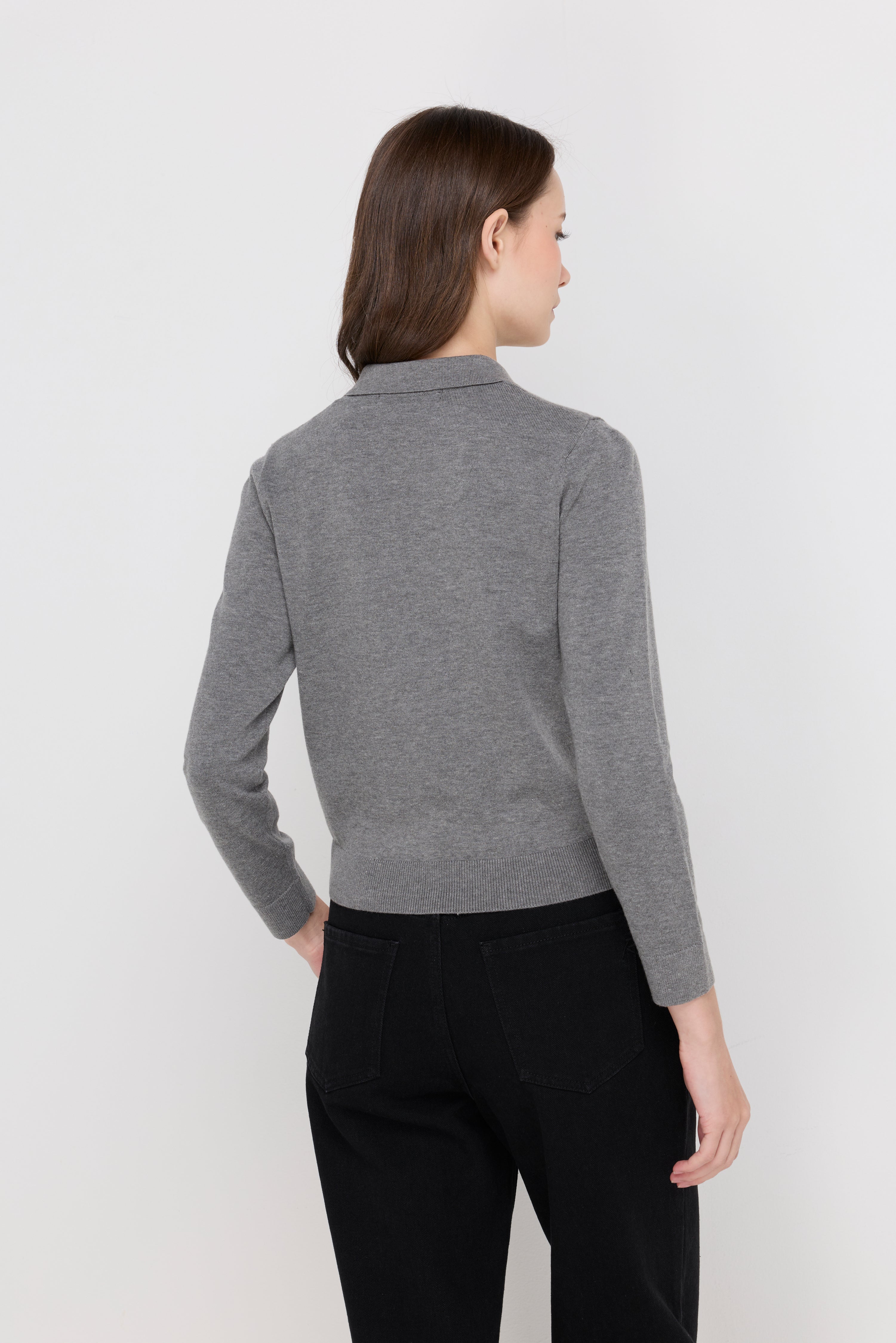 EMBROIDERED KNIT POLO SWEATER