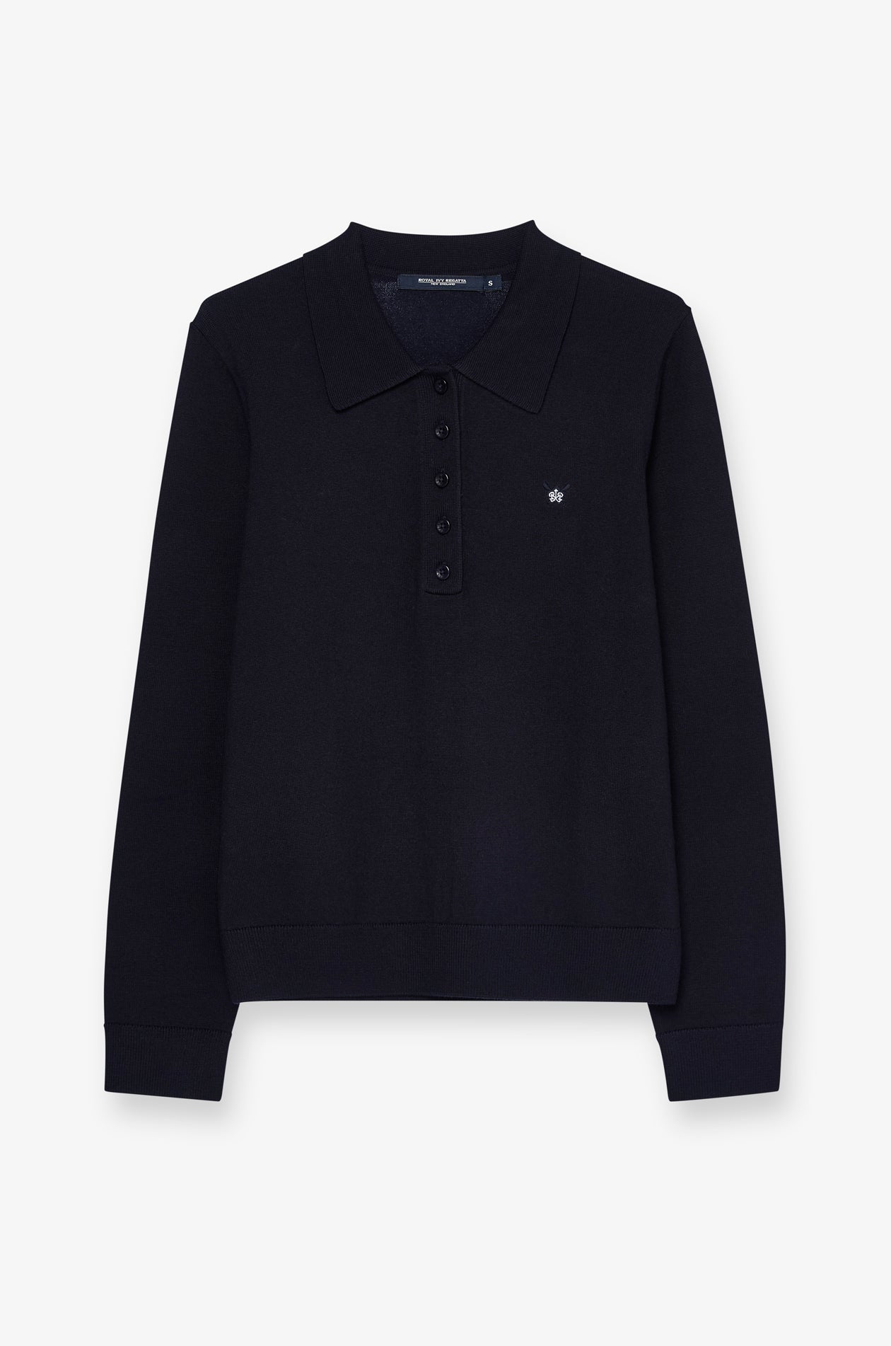 EMBROIDERED KNIT POLO SWEATER
