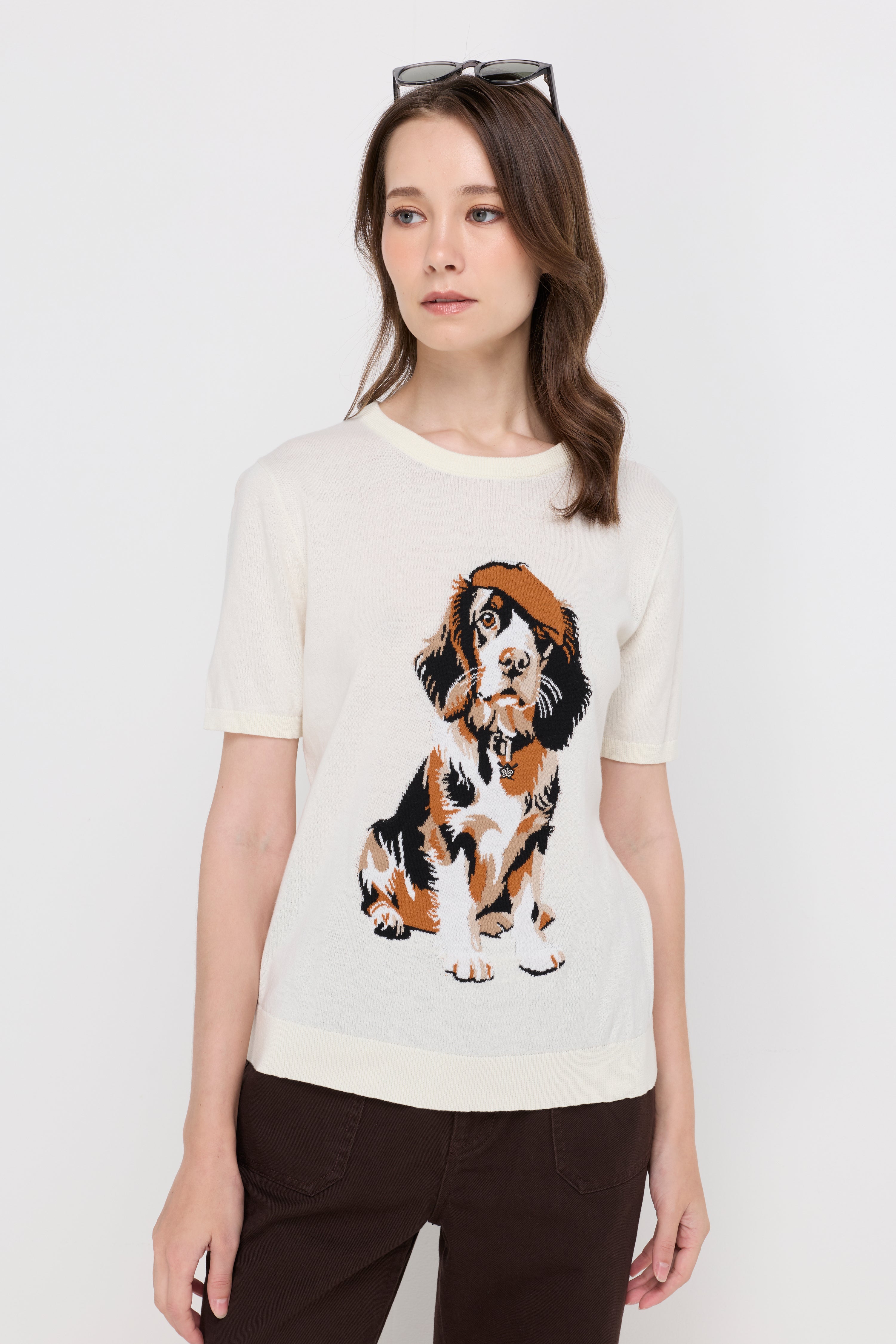 HERITAGE PUPPY INTARSIA KNIT TOP