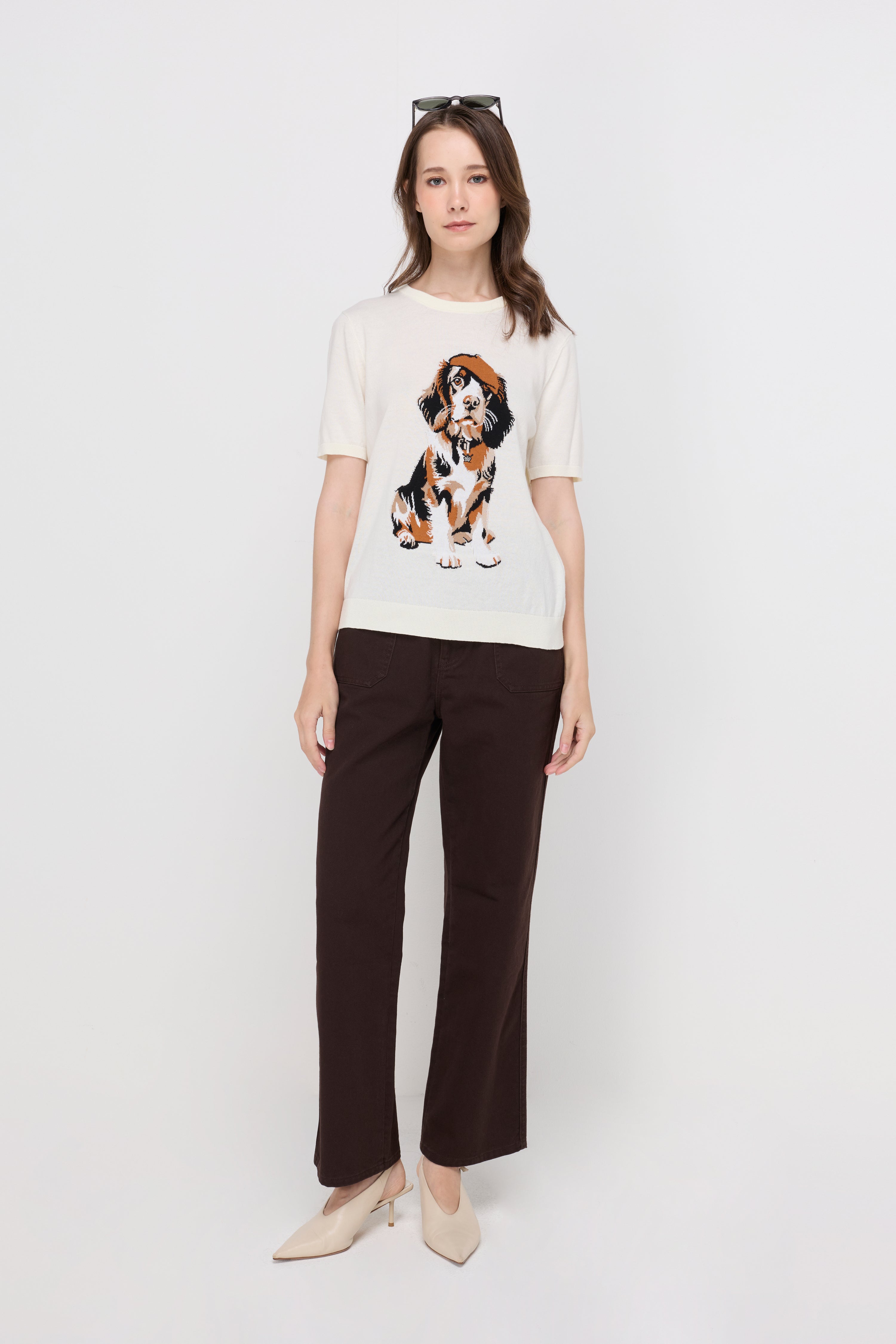 HERITAGE PUPPY INTARSIA KNIT TOP
