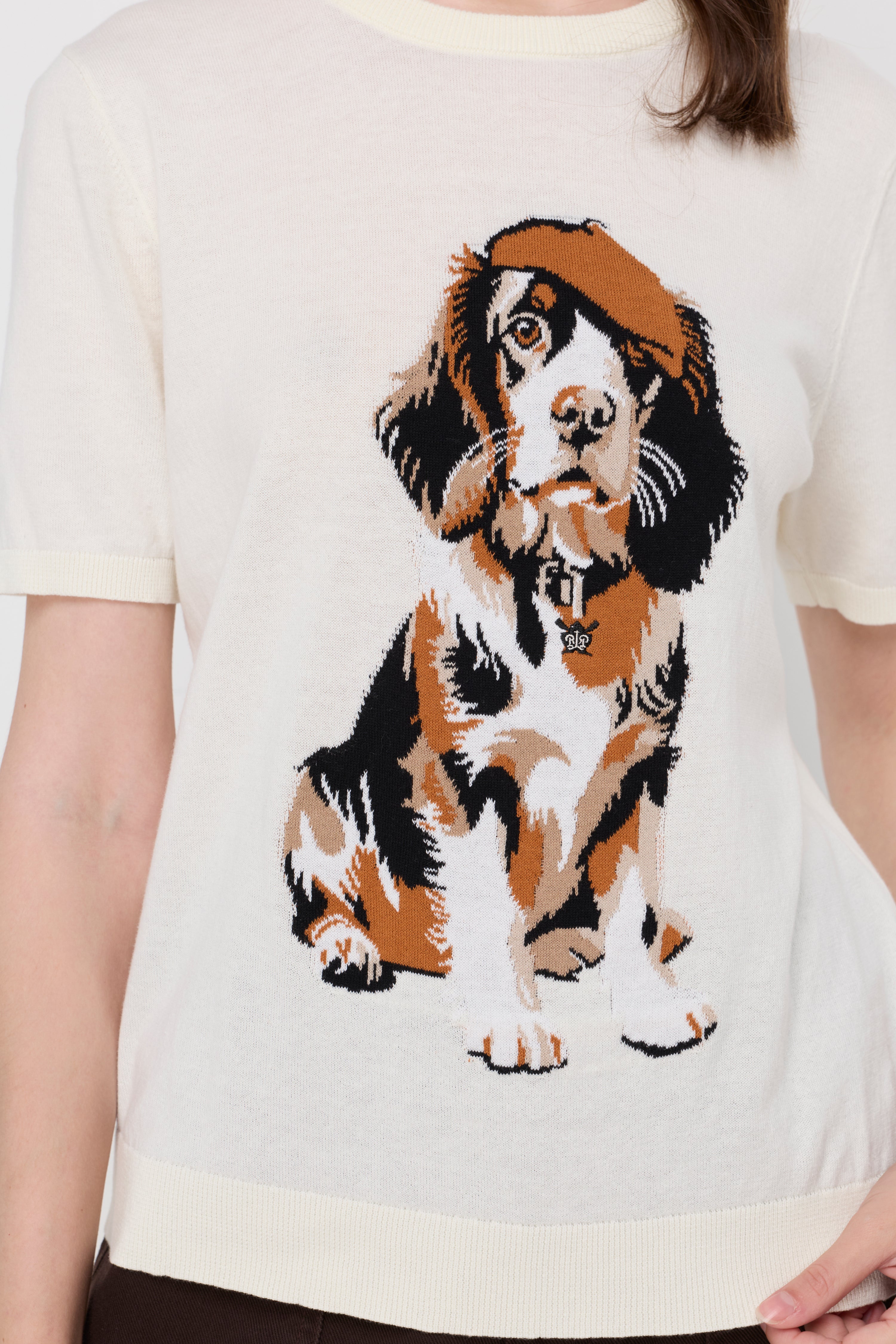 HERITAGE PUPPY INTARSIA KNIT TOP