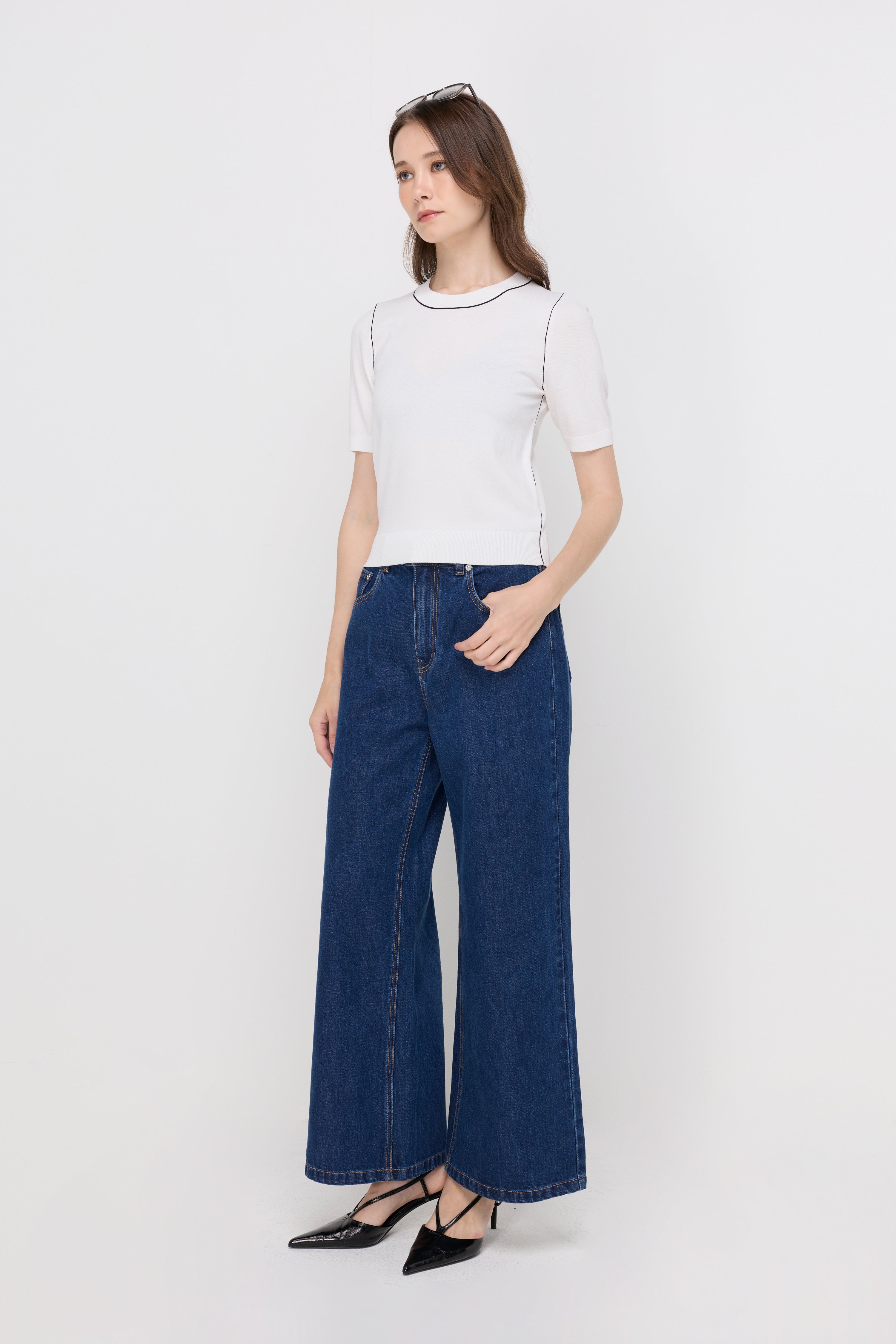 VICTORIA WIDE-LEG DENIM JEANS