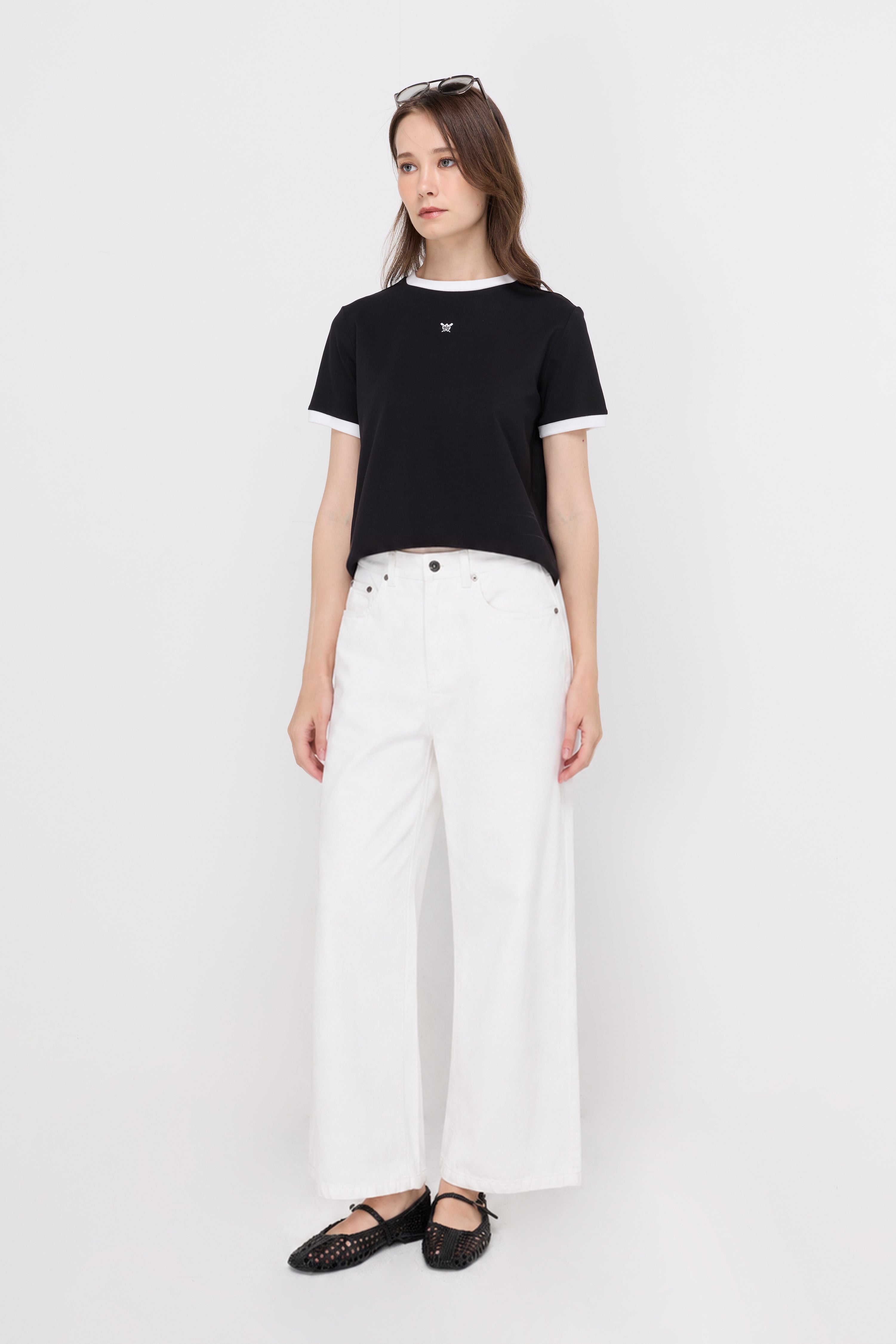 ESSENTIAL WIDE-LEG DENIM TROUSERS