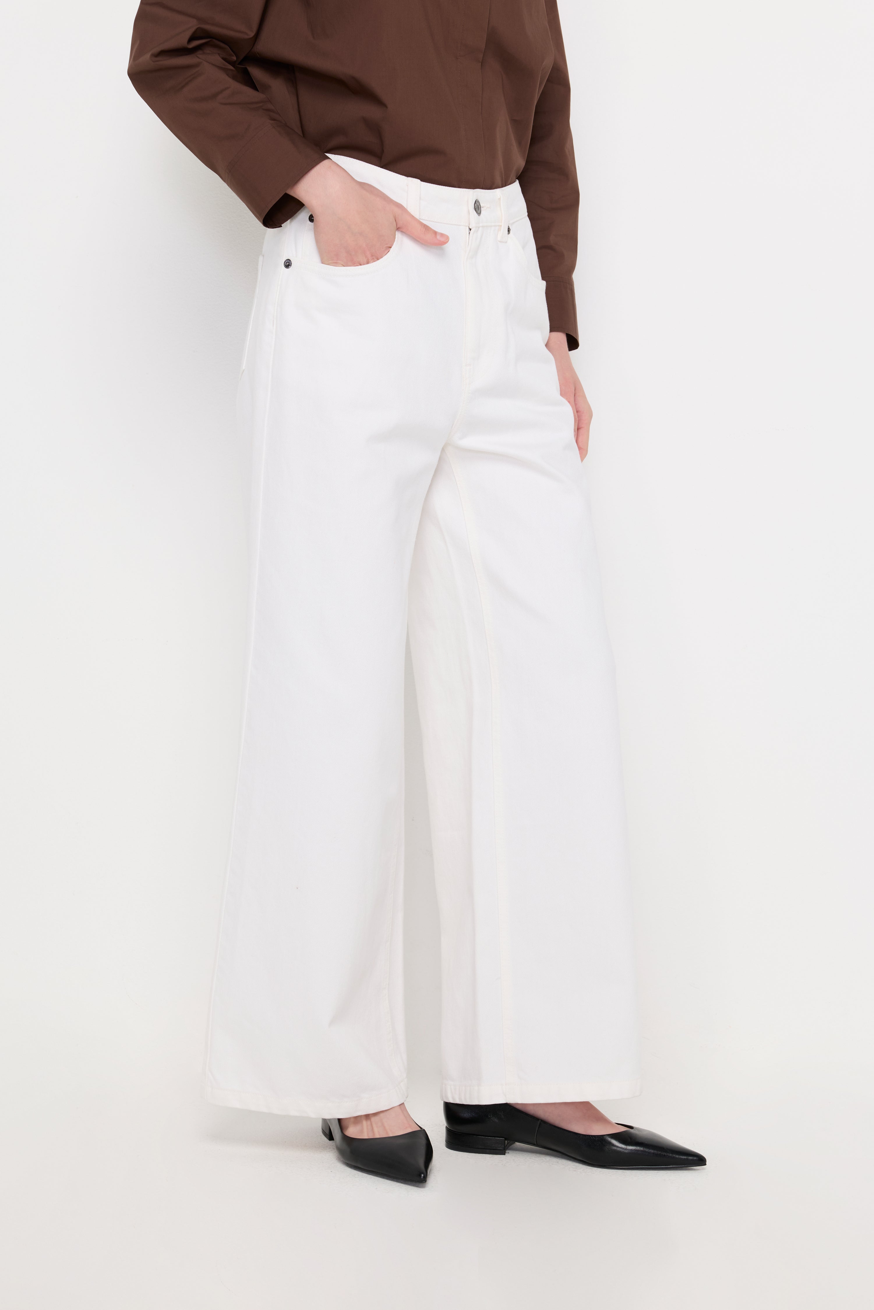ESSENTIAL WIDE-LEG DENIM TROUSERS