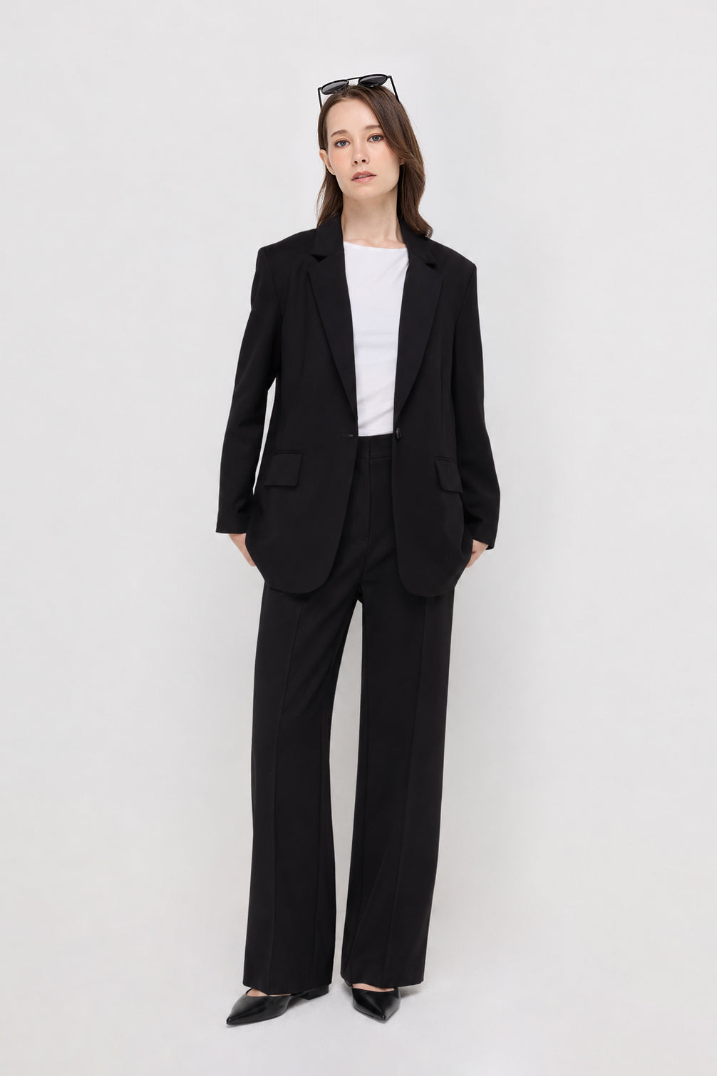 TAILORED PLEATED STRAIGHT-LEG TROUSERS