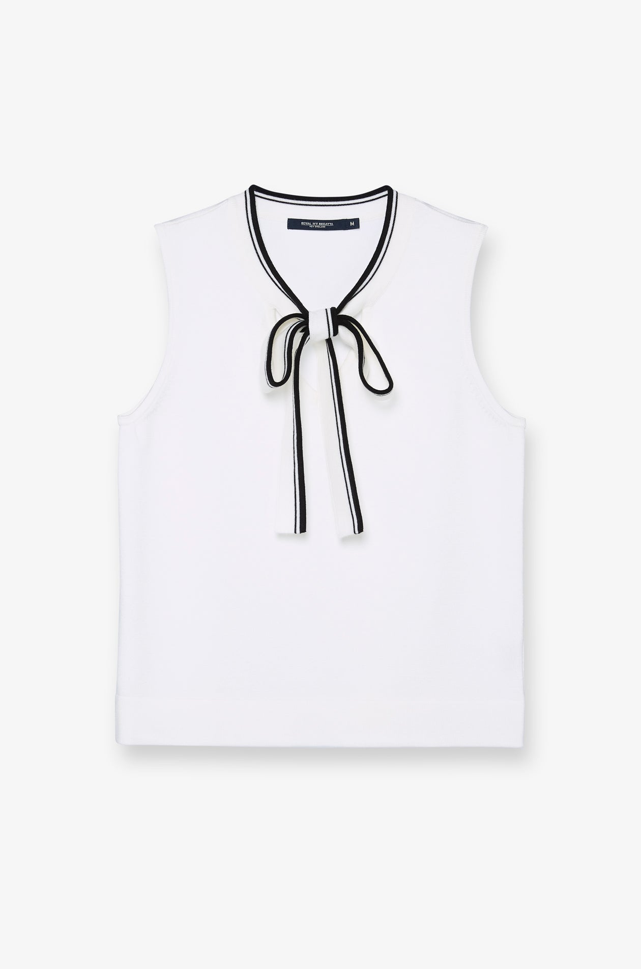 CONTRAST TIE-NECK SLEEVELESS BLOUSE