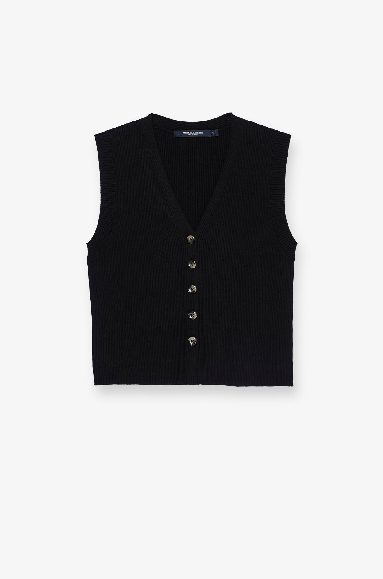 RIBBED BUTTON-FRONT KNIT VEST