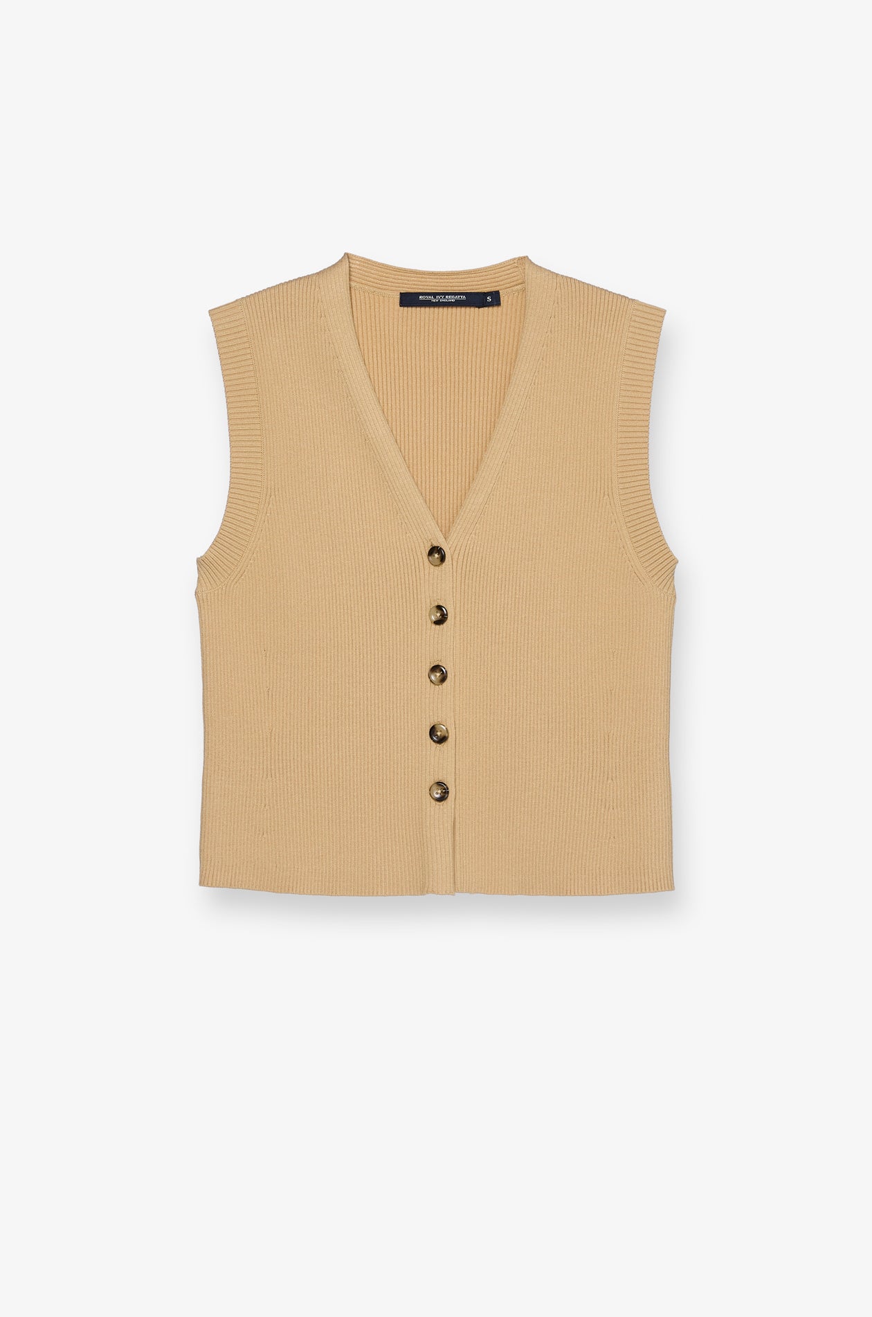 RIBBED BUTTON-FRONT KNIT VEST
