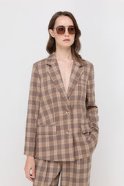 CHECKED DOUBLE-BREASTED BLAZER