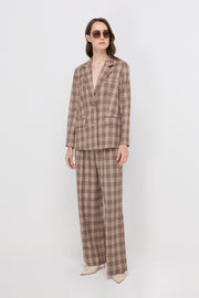 HERITAGE CHECK WIDE-LEG TROUSERS