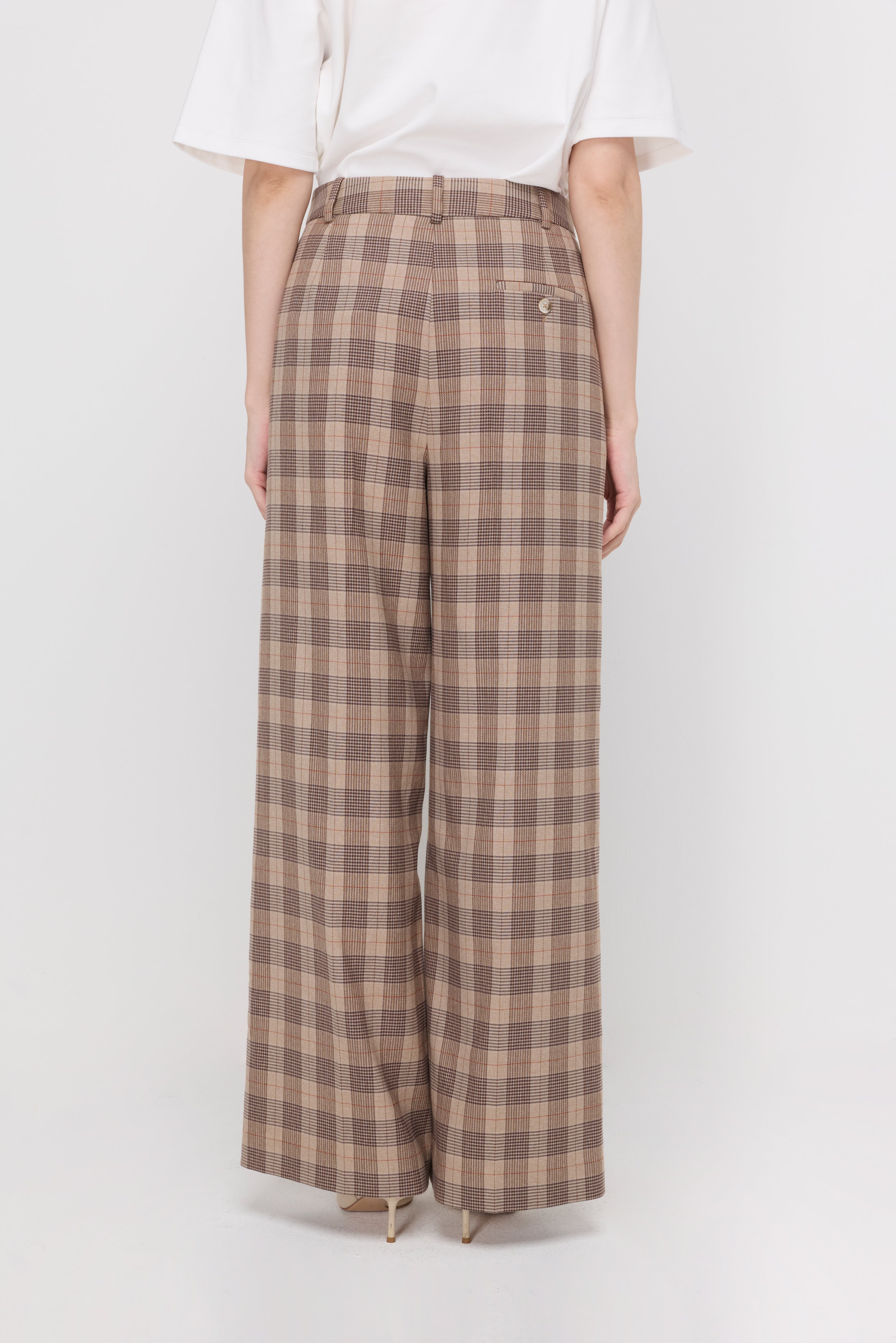 HERITAGE CHECK WIDE-LEG TROUSERS