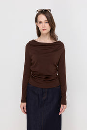 ELEGANT RUCHED KNIT BLOUSE