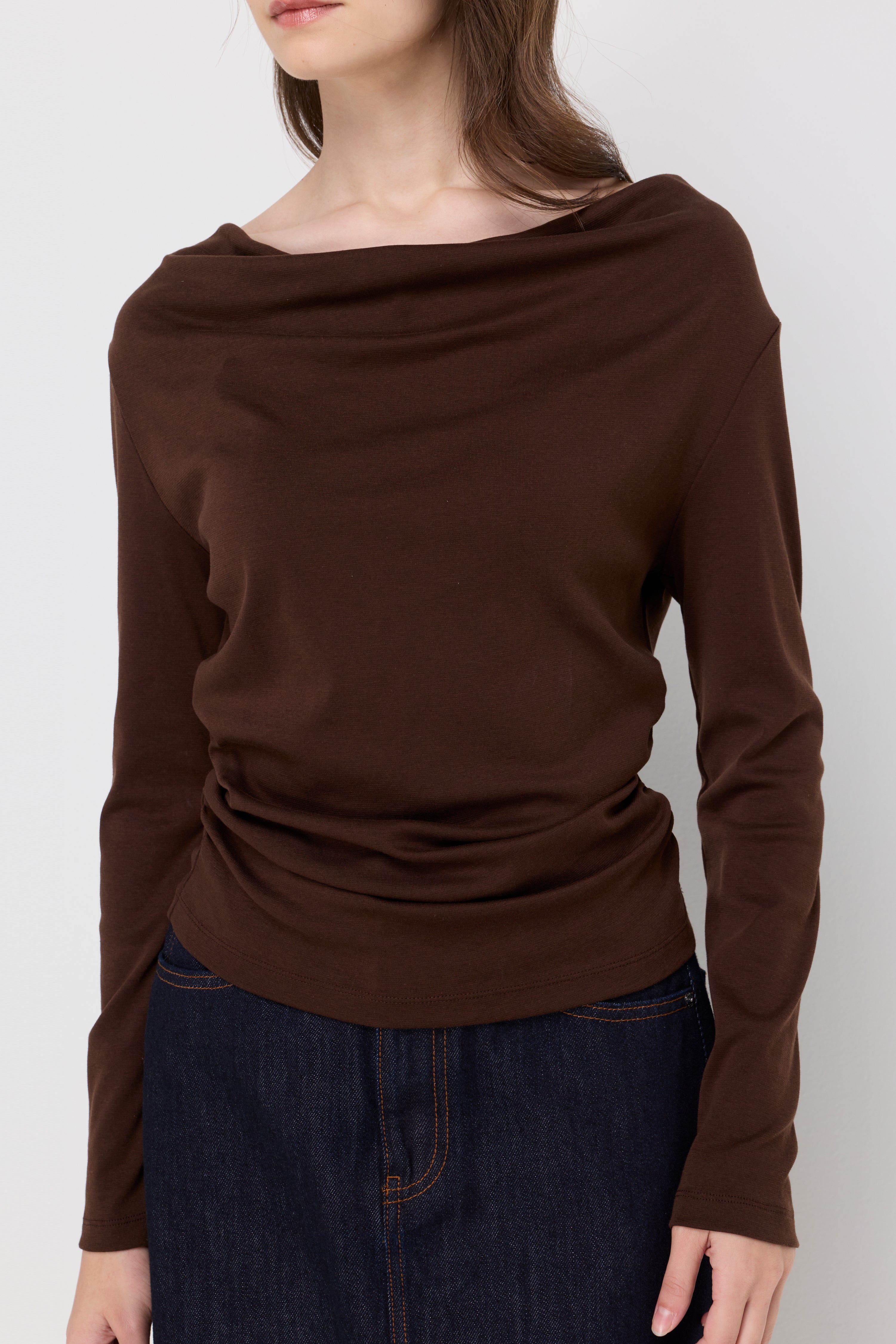 ELEGANT RUCHED KNIT BLOUSE