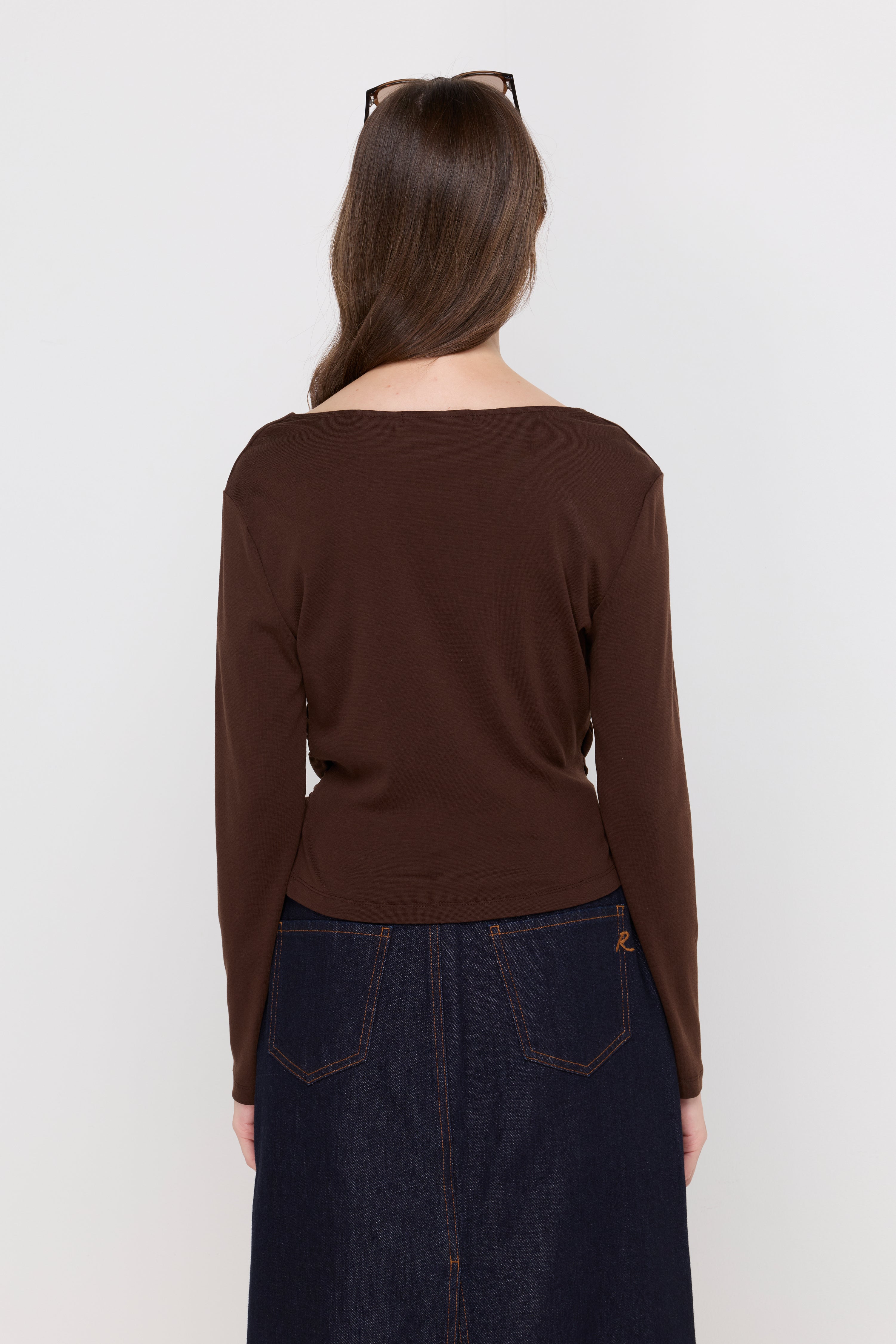 ELEGANT RUCHED KNIT BLOUSE