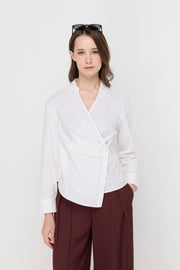 AVERY WRAP-FRONT TAILORED BLOUSE