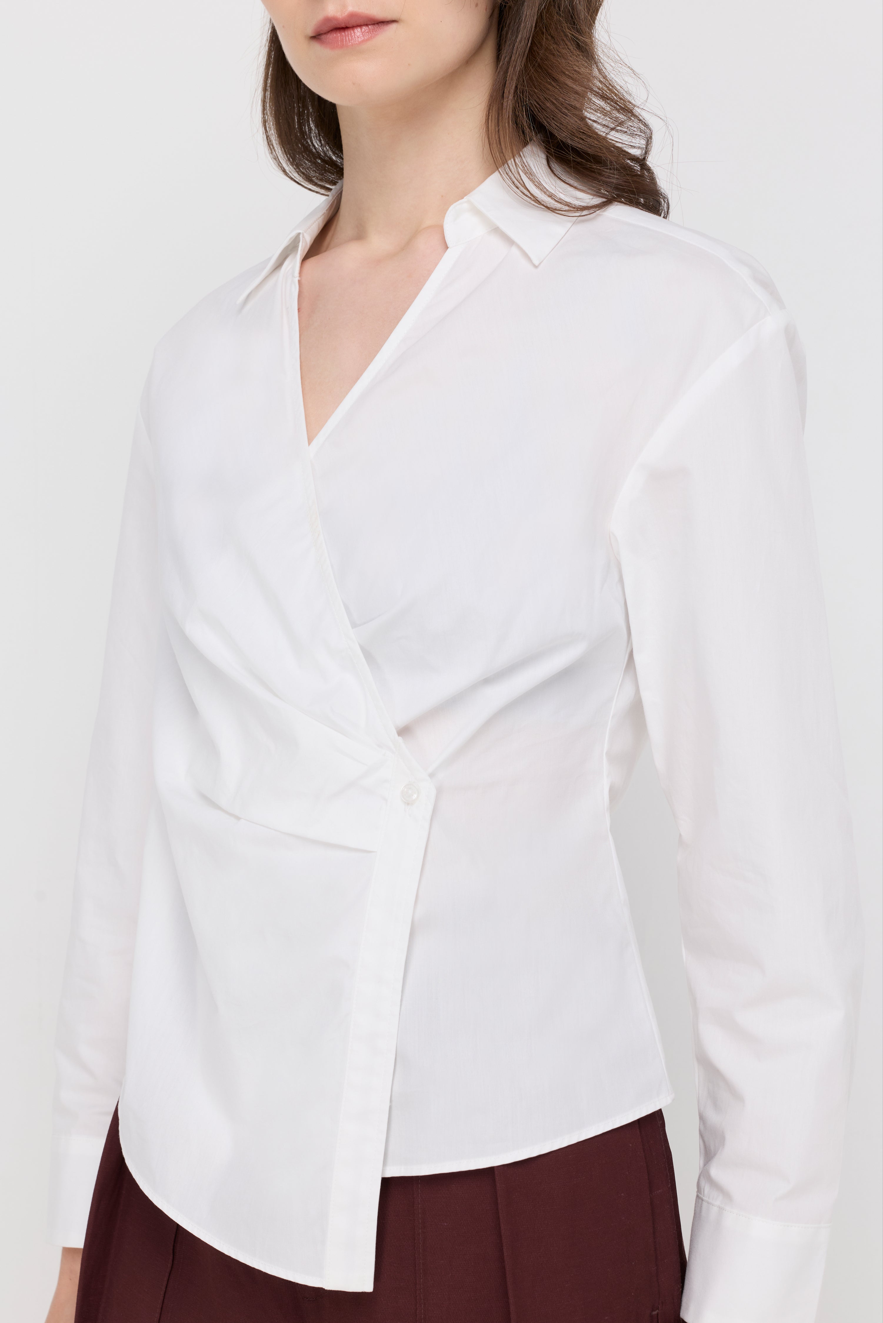 AVERY WRAP-FRONT TAILORED BLOUSE