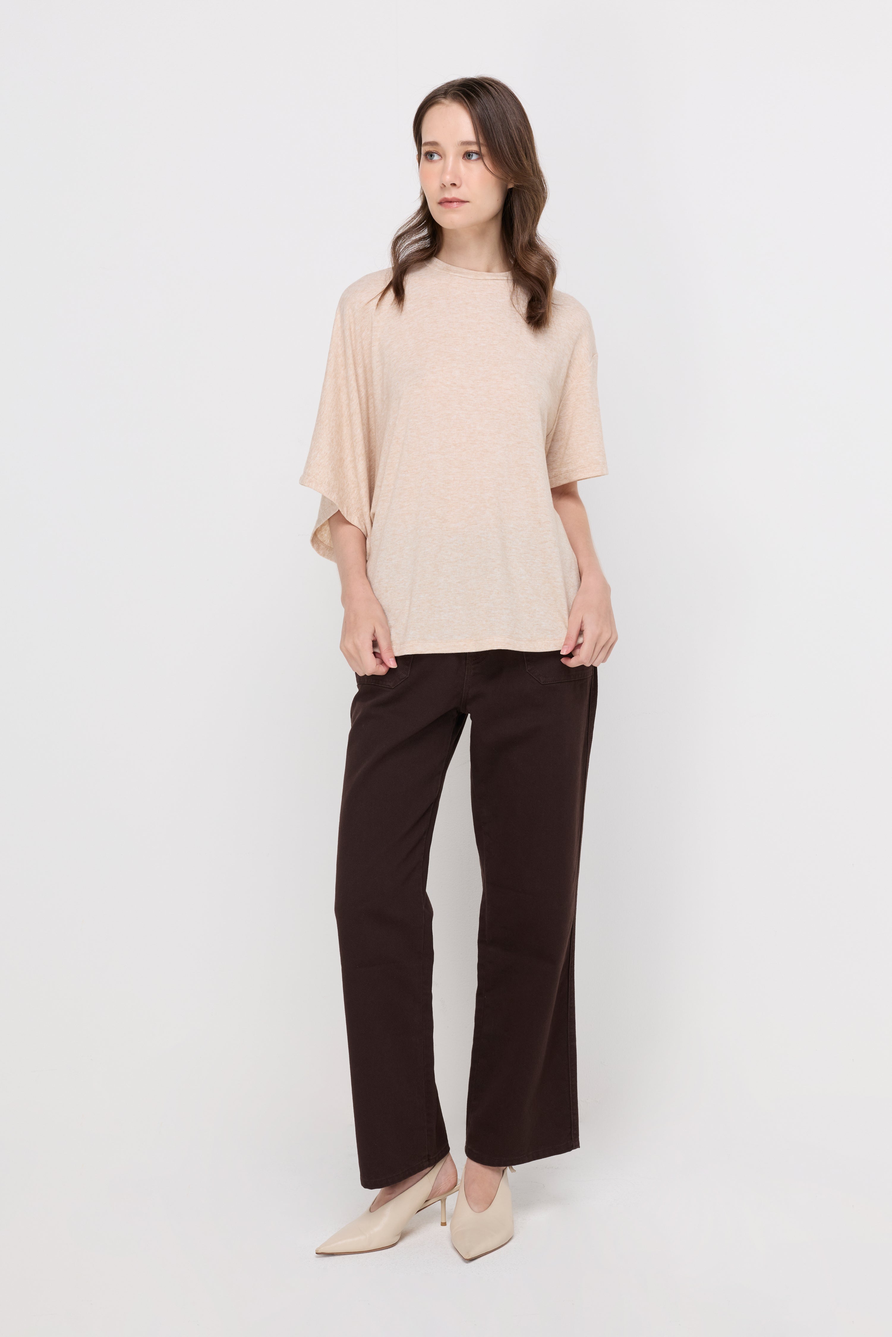 RELAXED MELANGE DRAPE TEE