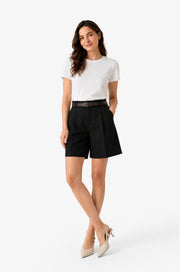 BELTED PLEATED TAILORED SHORTS