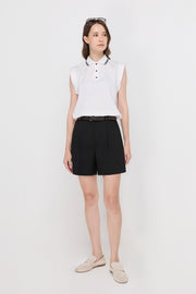 BELTED PLEATED TAILORED SHORTS