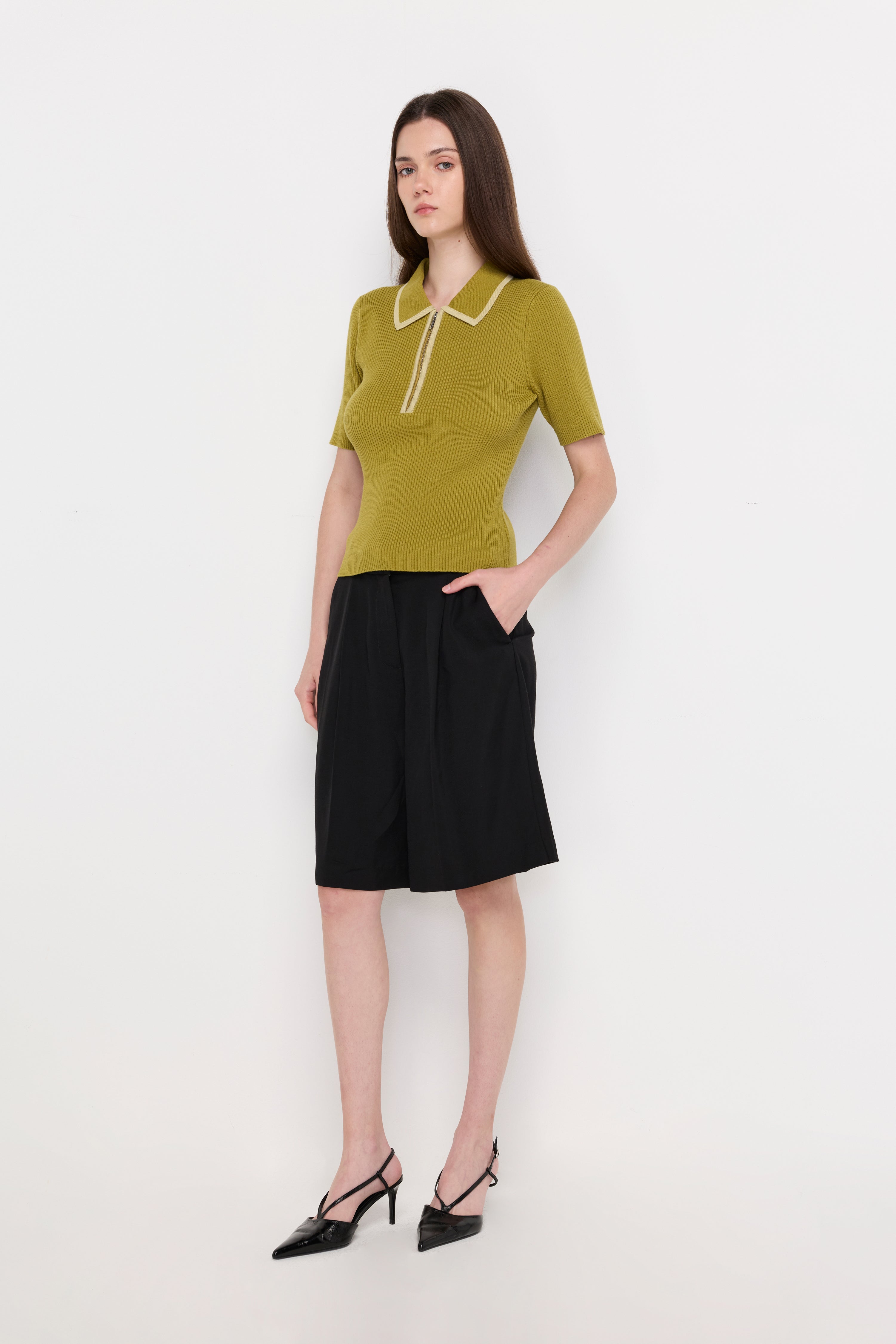 BELTED PLEATED TAILORED SHORTS