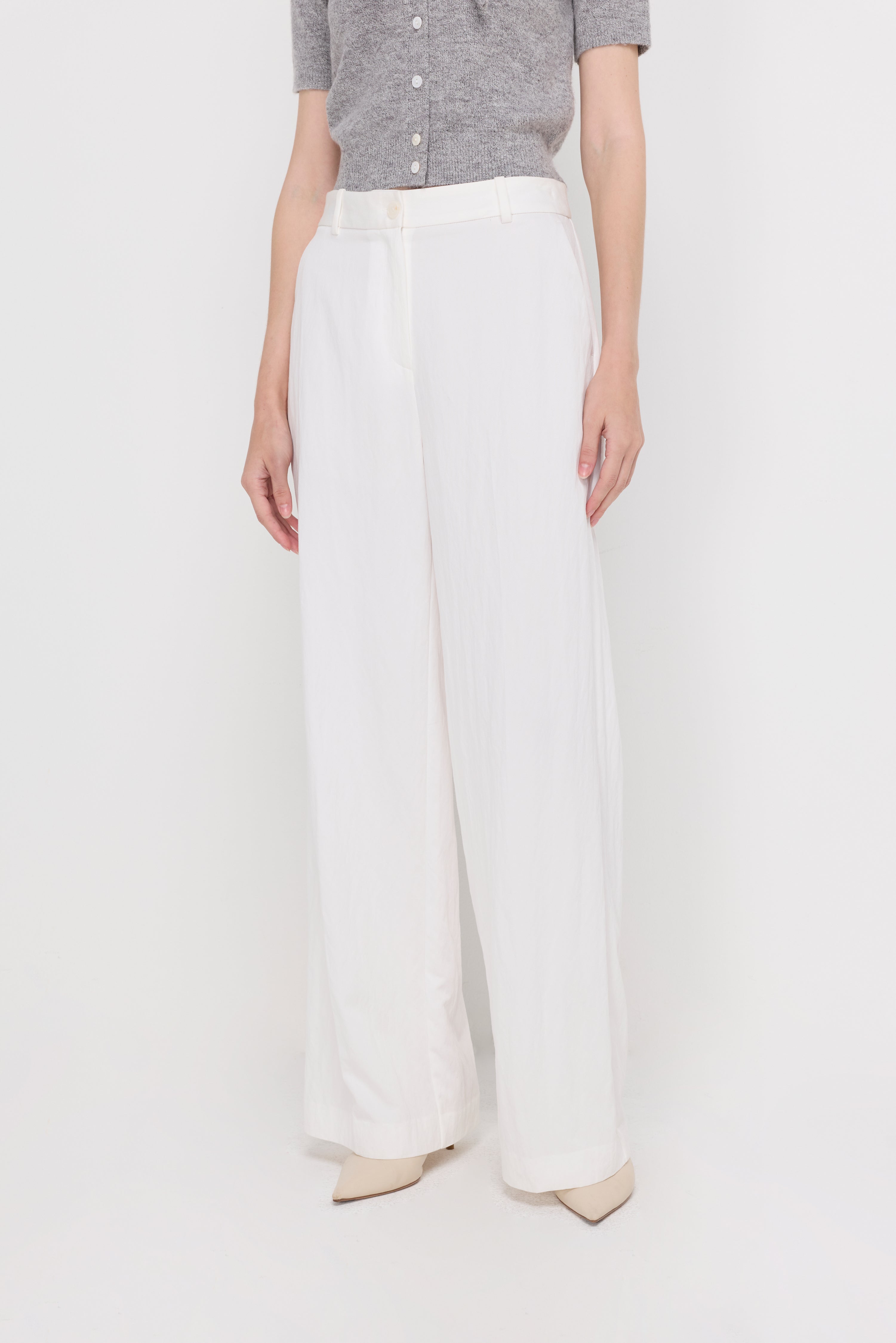 COTTON-LINEN WIDE-LEG TROUSERS