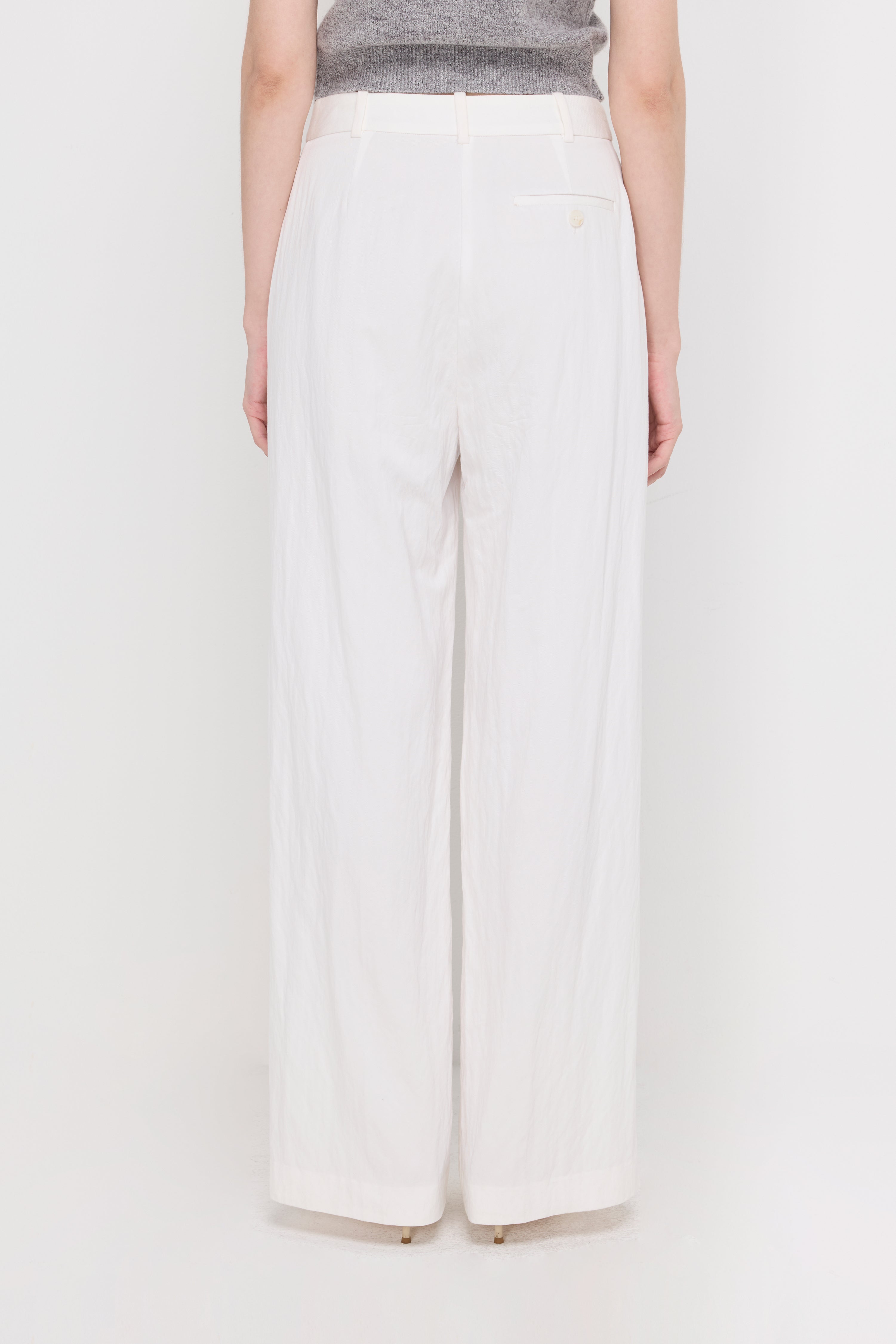 COTTON-LINEN WIDE-LEG TROUSERS