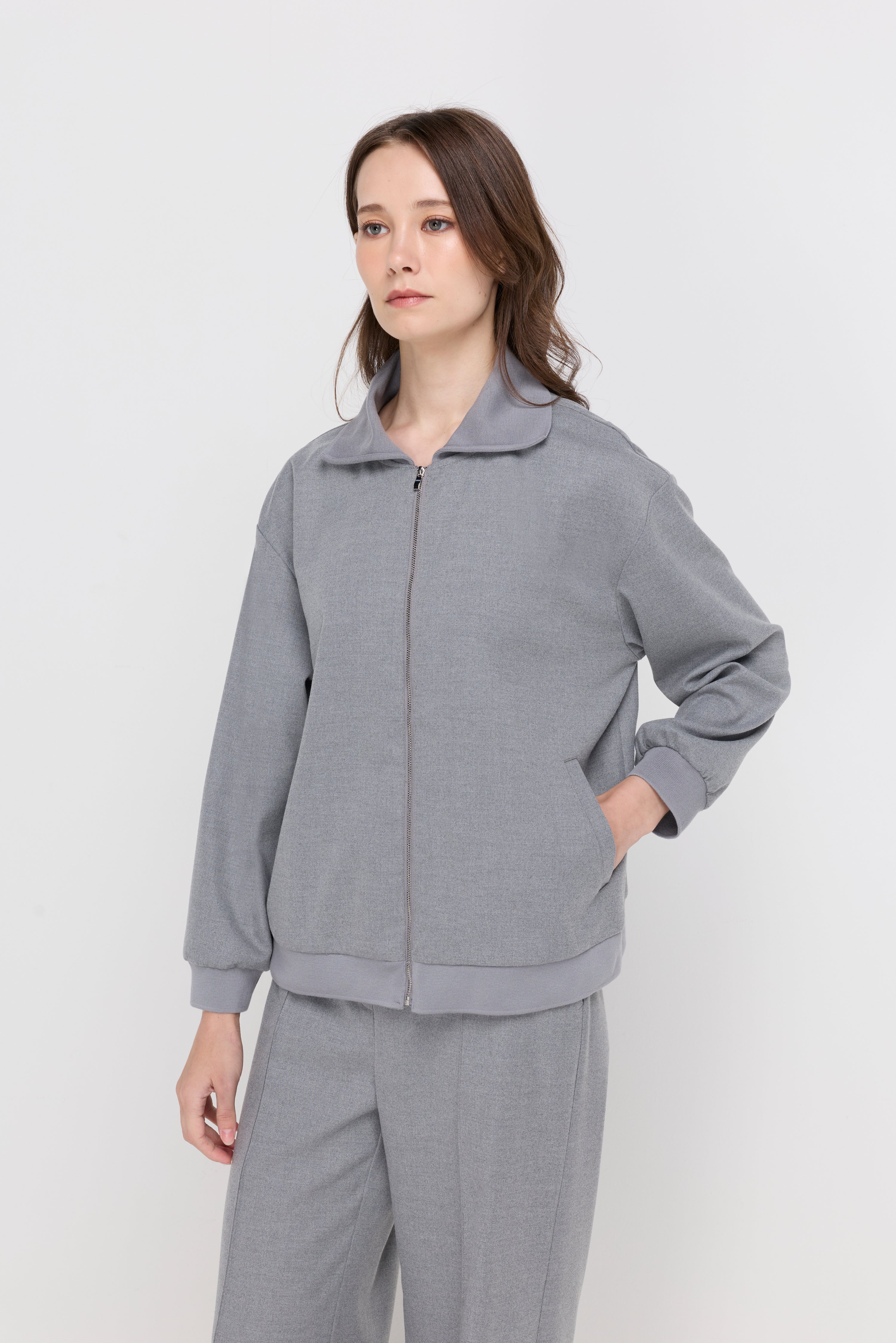 HOODED ZIP-FRONT TRACK JACKET