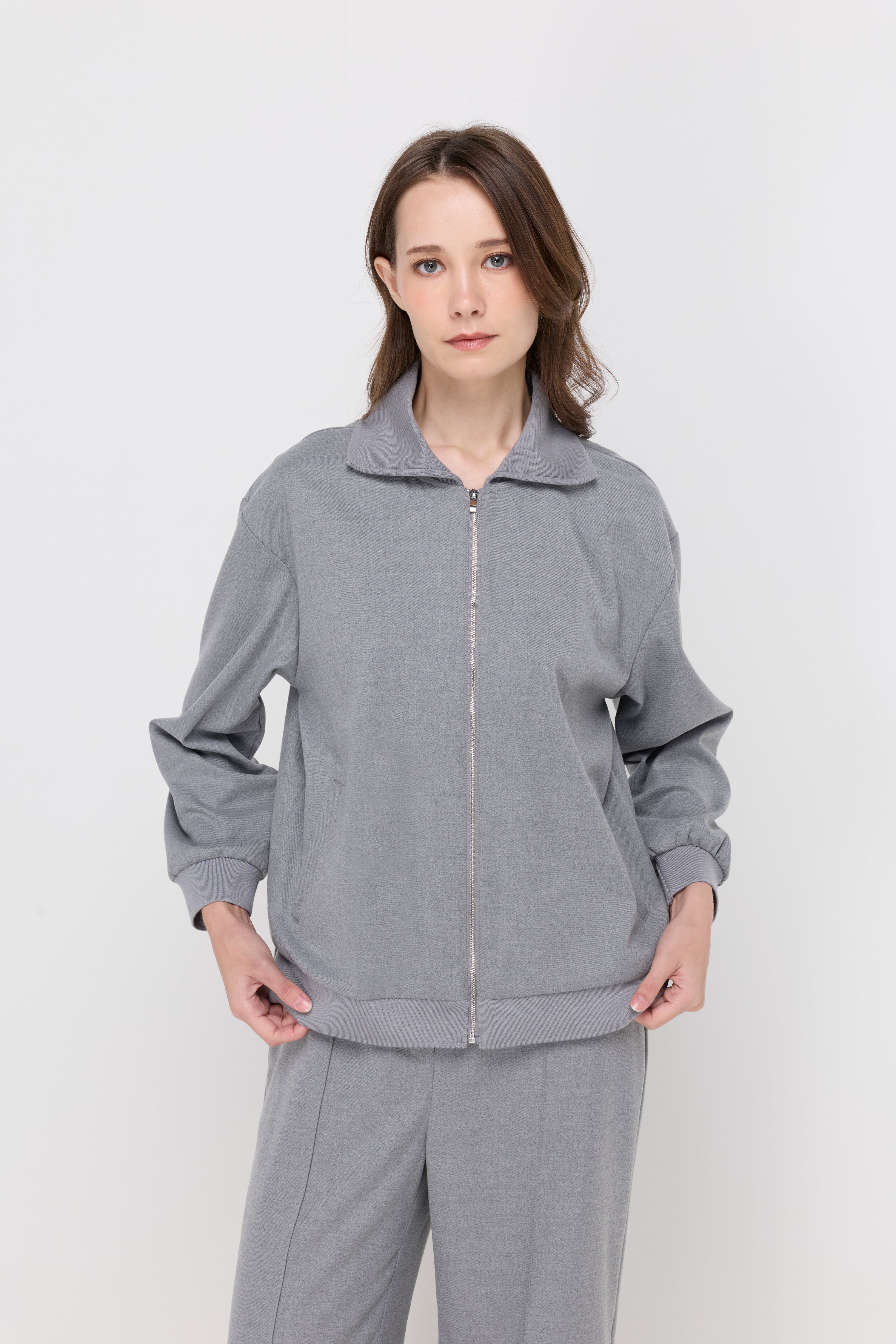 HOODED ZIP-FRONT TRACK JACKET