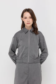 HERRINGBONE ZIP-FRONT JACKET