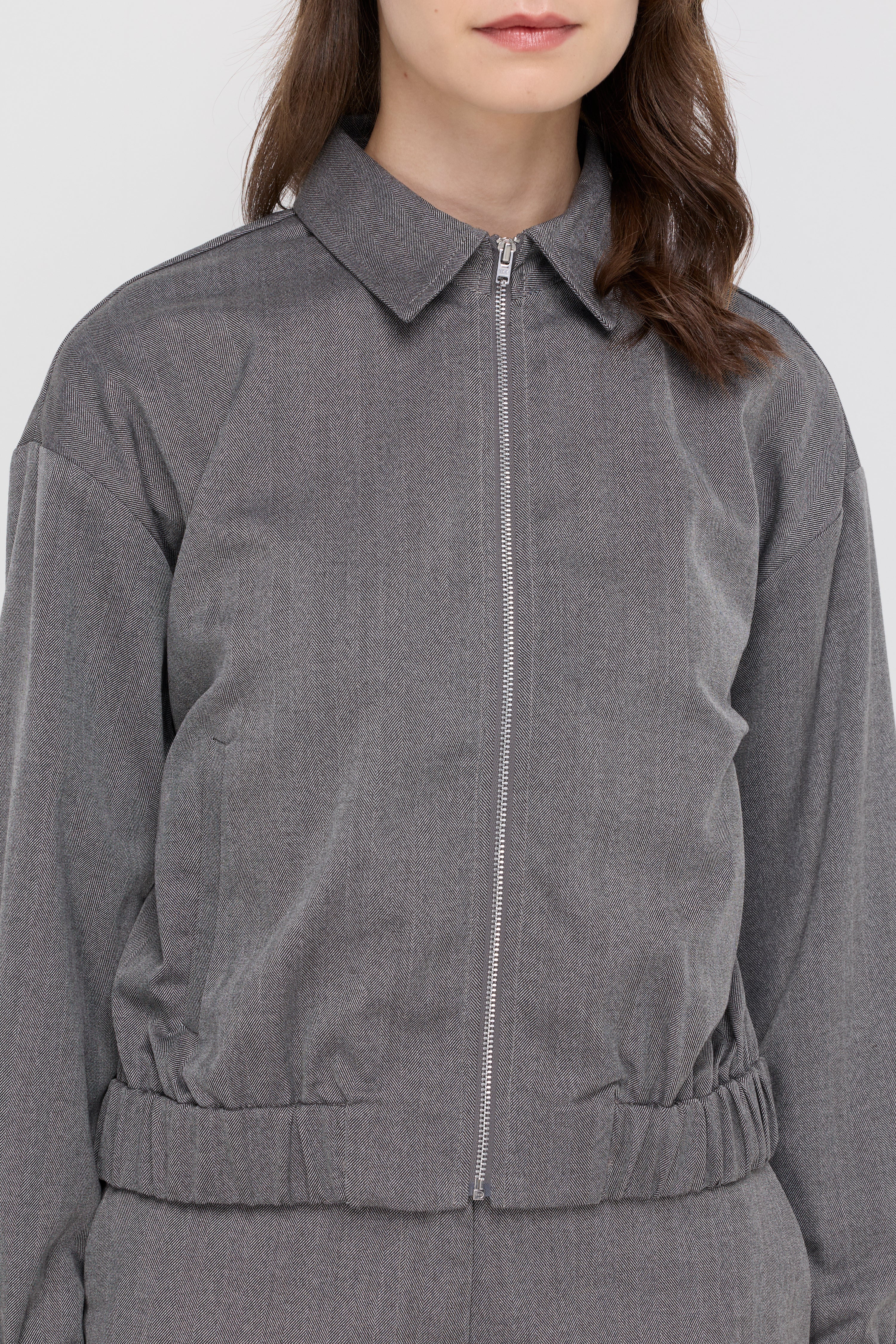 HERRINGBONE ZIP-FRONT JACKET