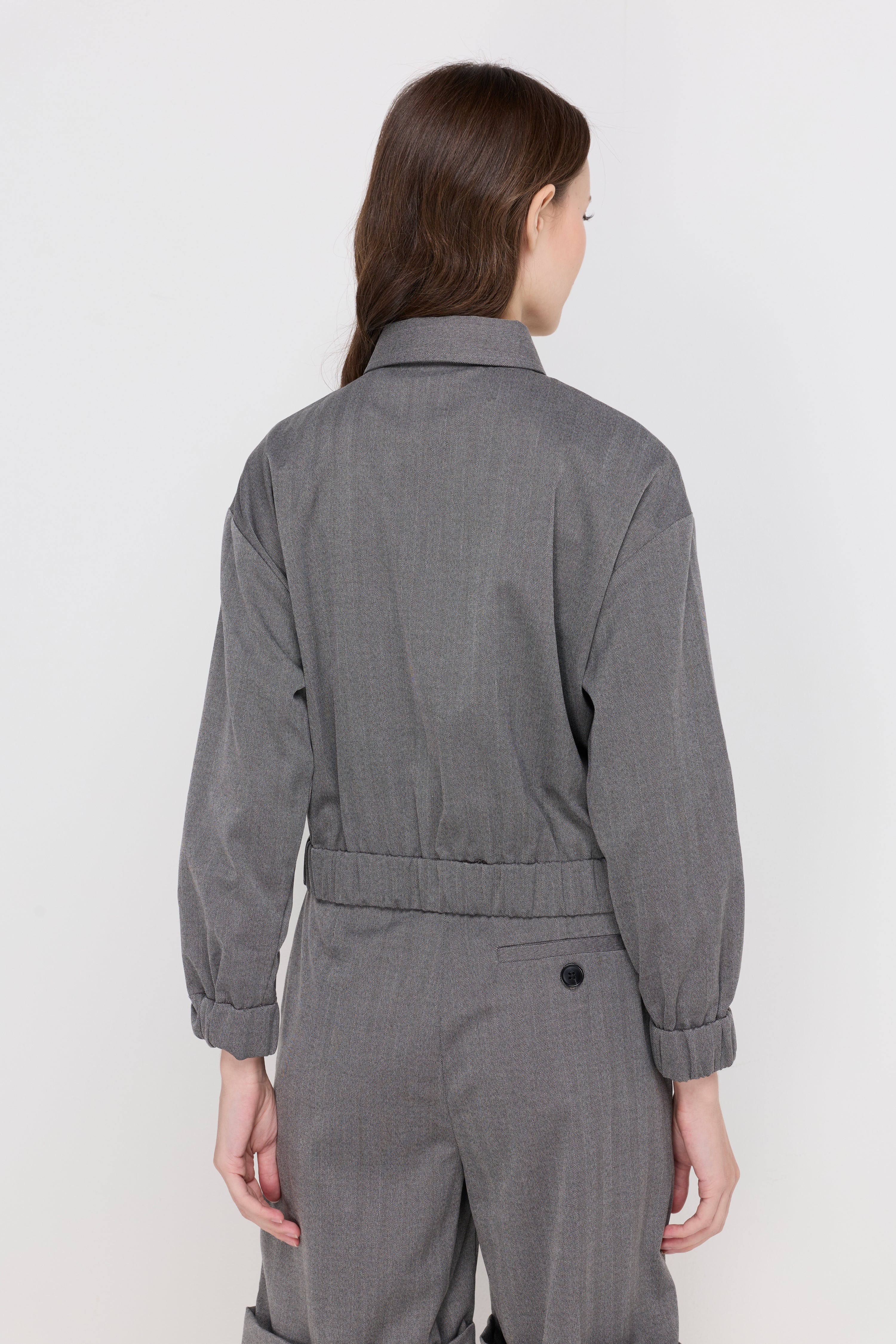 HERRINGBONE ZIP-FRONT JACKET