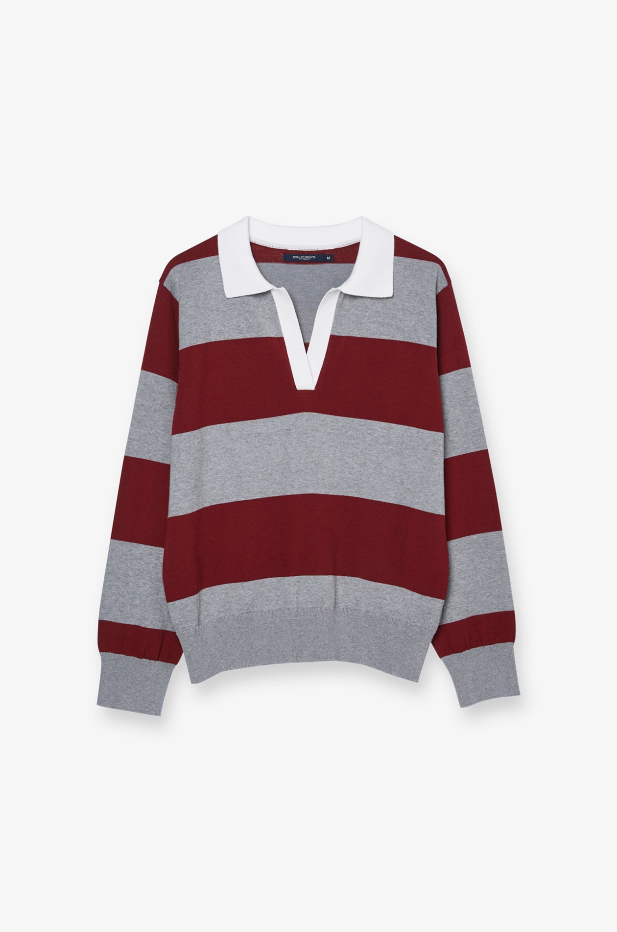 OVERSIZED STRIPE RUGBY KNIT POLO SHIRT