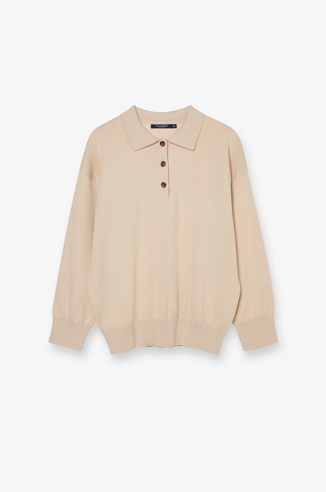 BUTTON-PLACKET KNIT POLO TOP