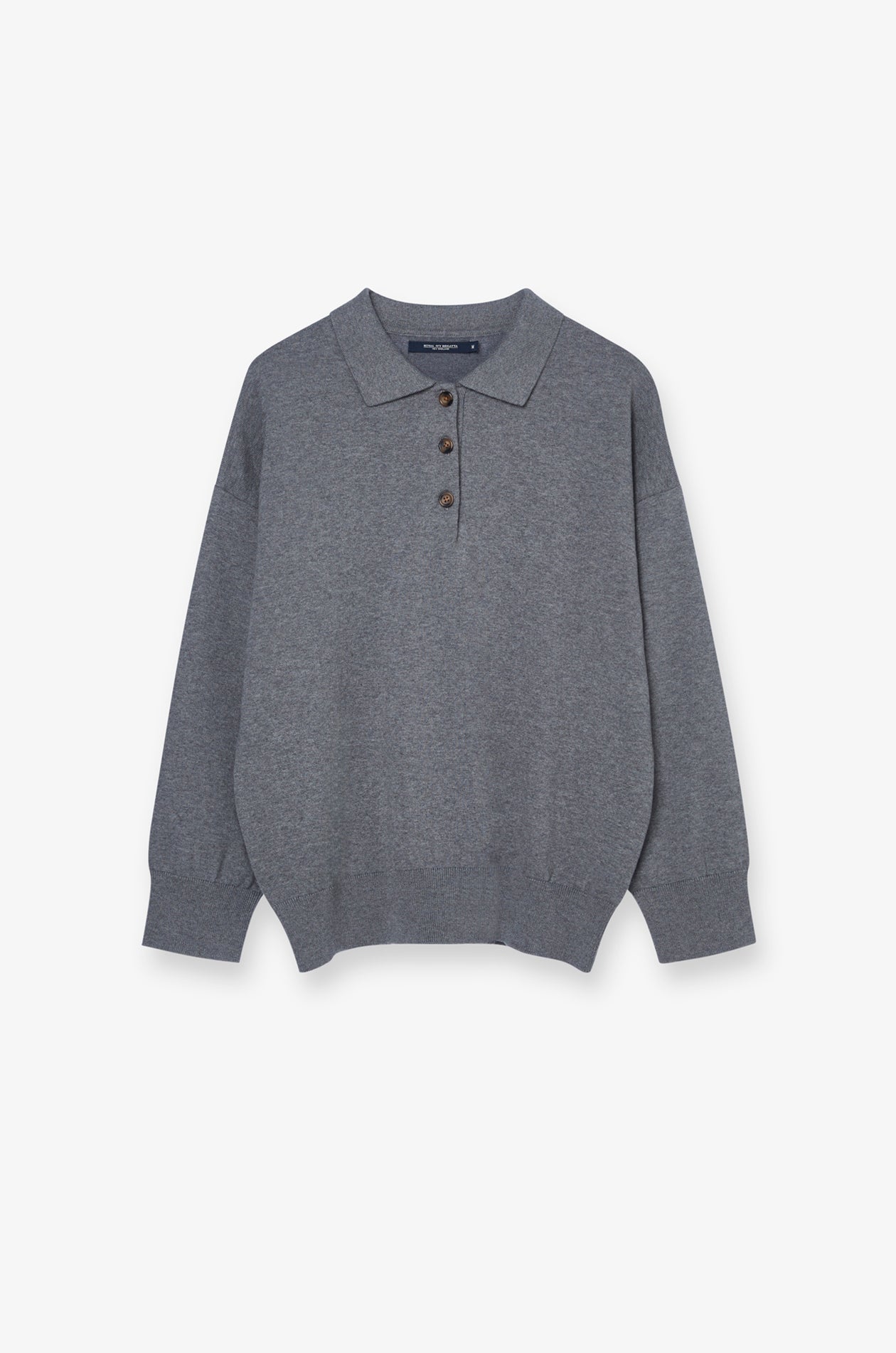 BUTTON-PLACKET KNIT POLO TOP