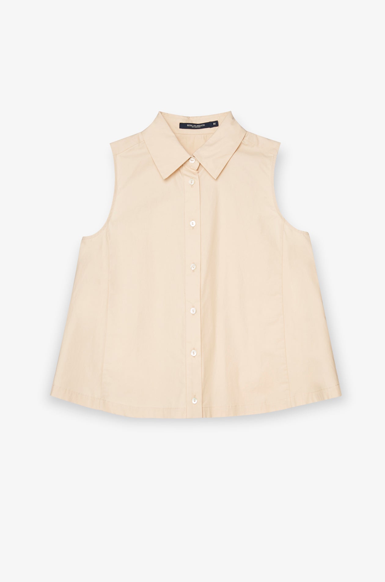 SLEEVELESS COTTON PUFF-SHOULDER BLOUSE