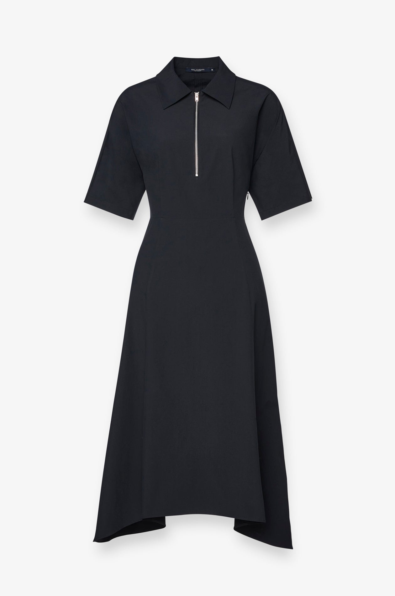 ZIP-NECK FIT-AND-FLARE MIDI DRESS