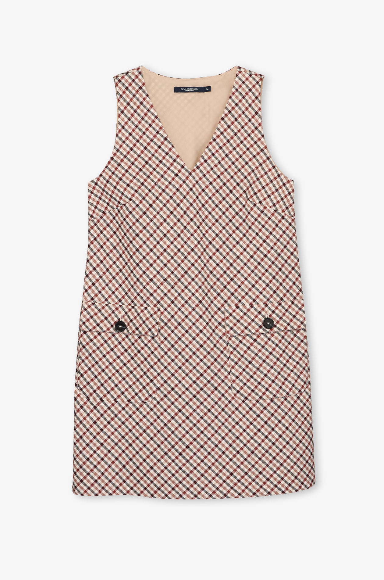 TEXTURED PLAID V-NECK A-LINE DRESS