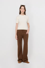 SUEDE STRAIGHT-LEG TROUSERS