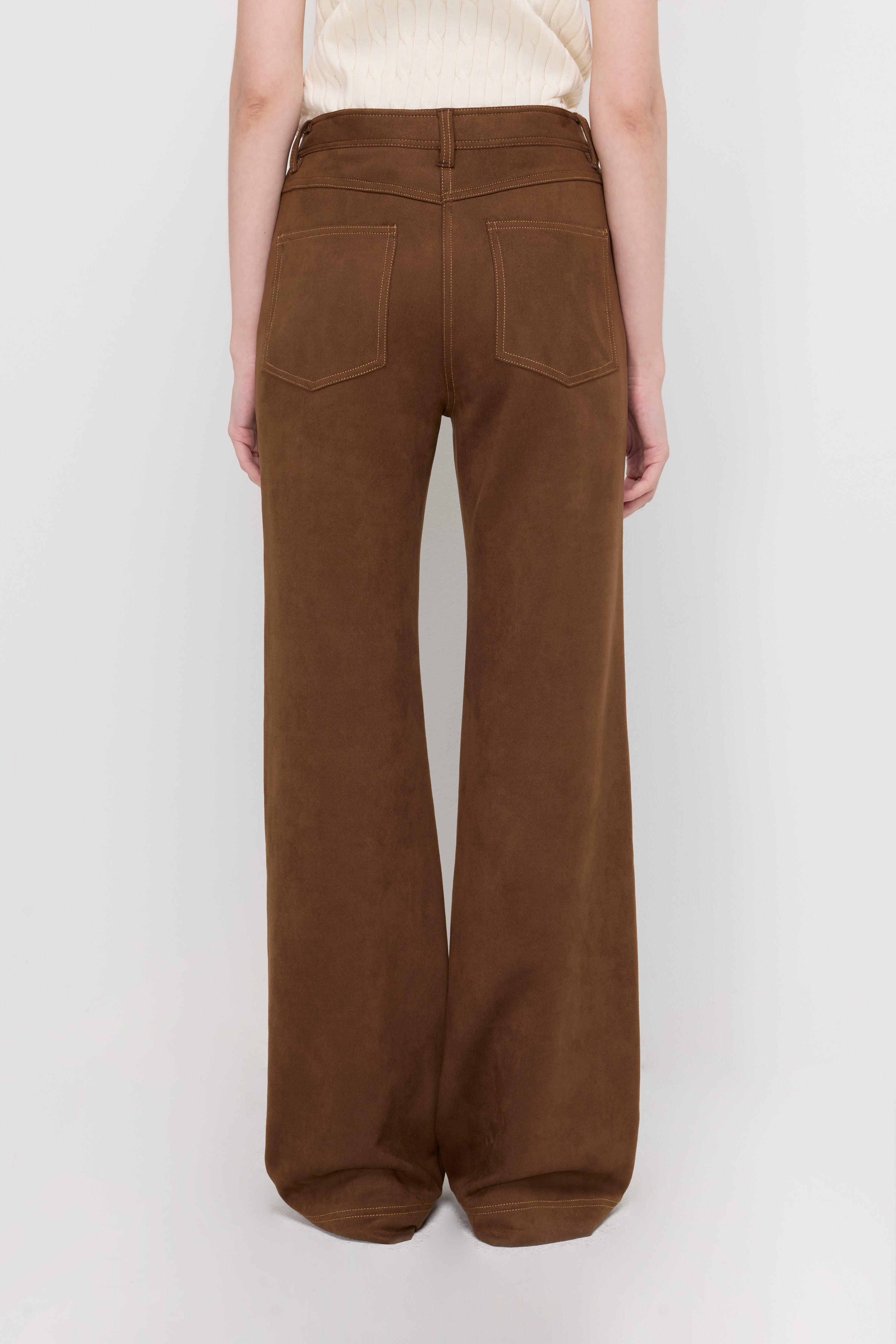SUEDE STRAIGHT-LEG TROUSERS